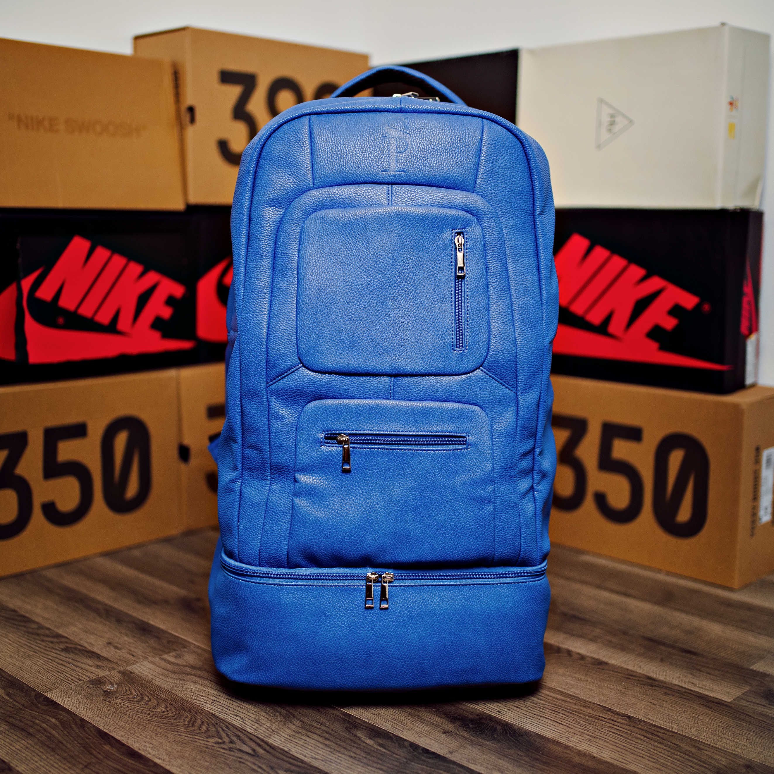 Royal Blue Leather Luxury Carryon XL Bag *Holds Size 17 - Sole Premise