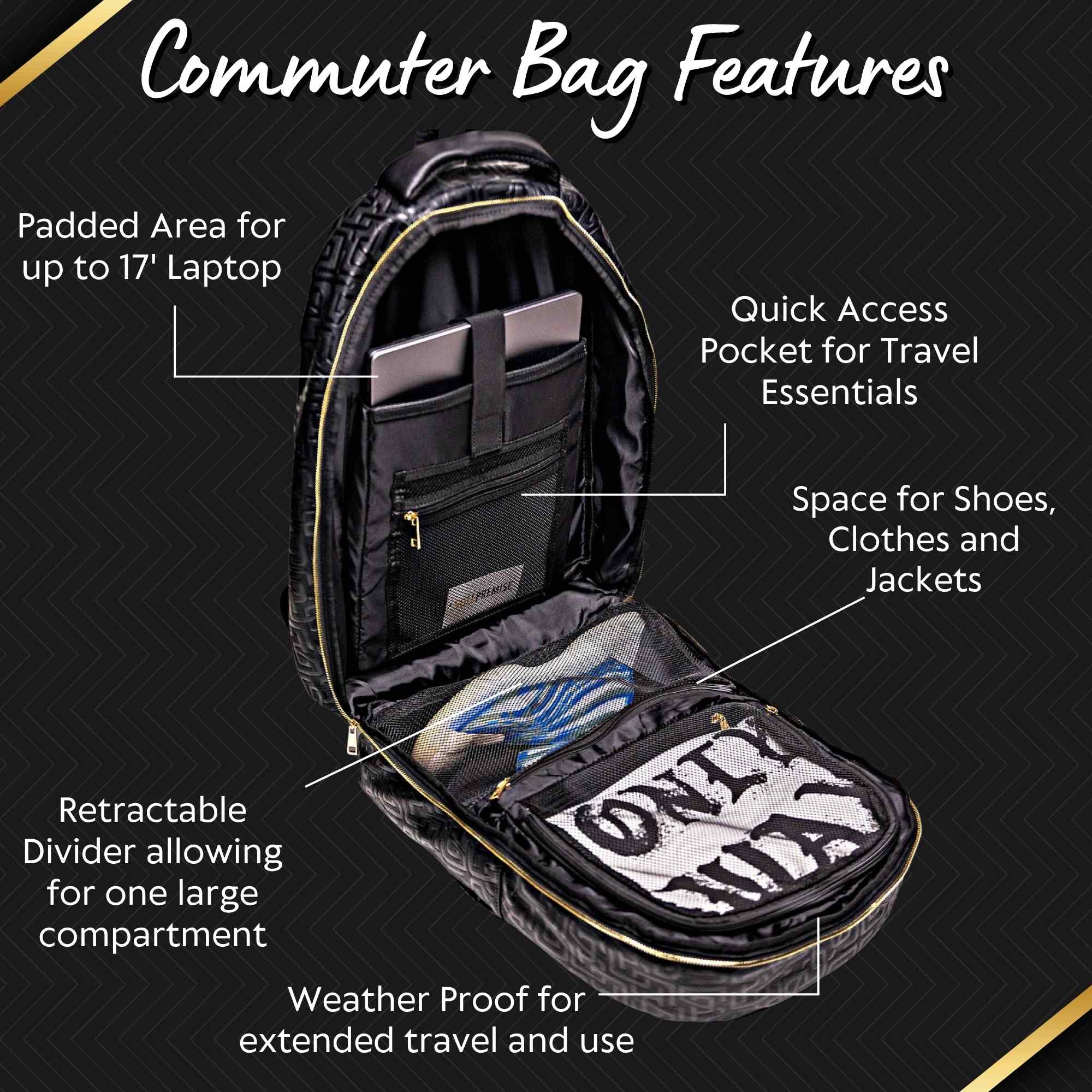 Black Monogram Leather Commuter Bag - Sole Premise