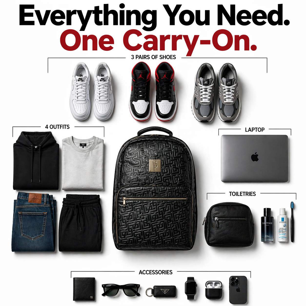 Black Monogram Leather Commuter Bag