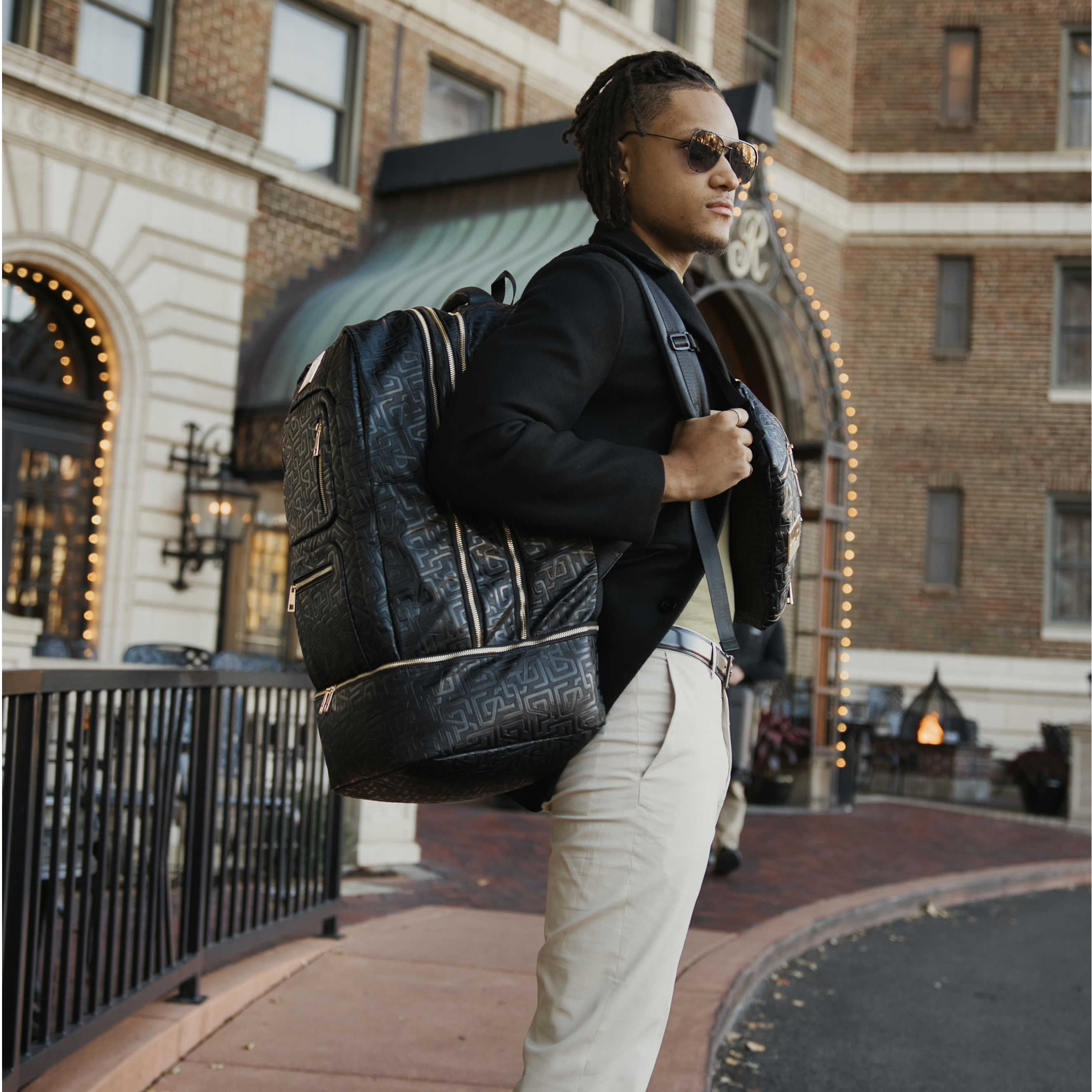 Black Monogram Leather Carry-On Backpack (Patented Signature Design)
