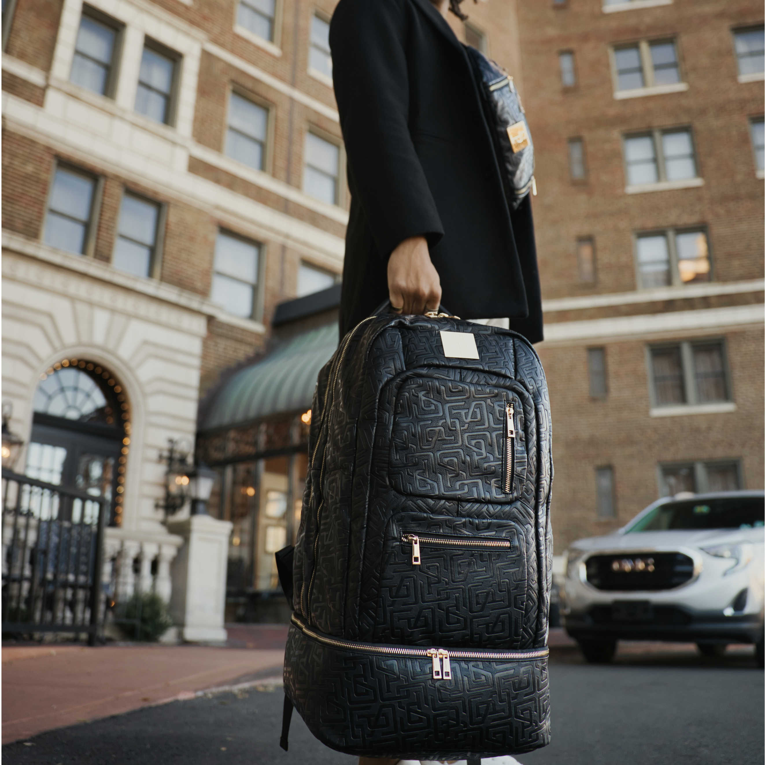 Black Monogram Leather Carry-On Backpack (Patented Signature Design)