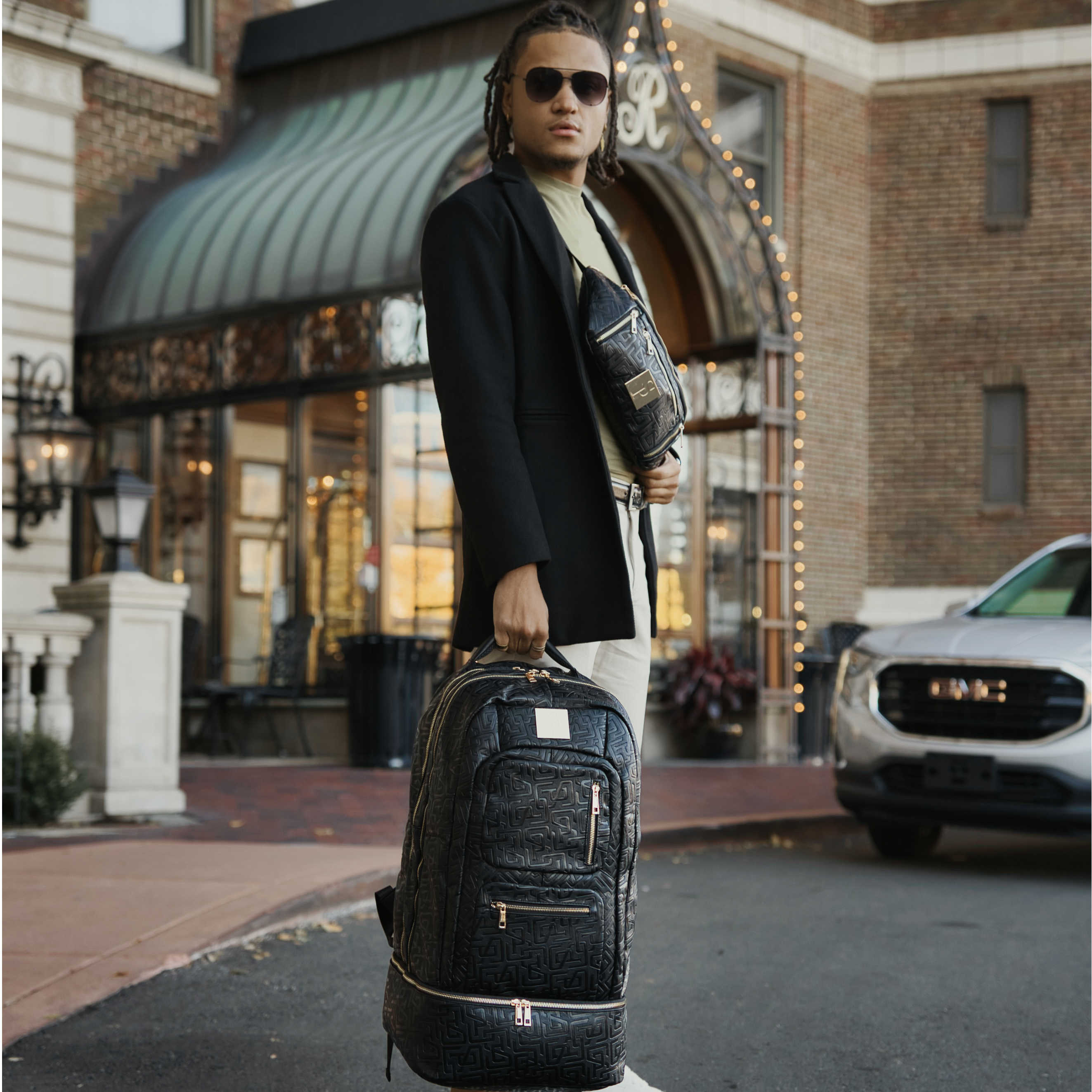 Black Monogram Leather Carry-On Backpack (Patented Signature Design)