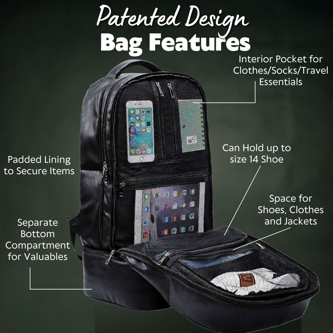 Baby Blue Leather Luxury Carry-On Backpack (Patented Signature Design) - Sole Premise