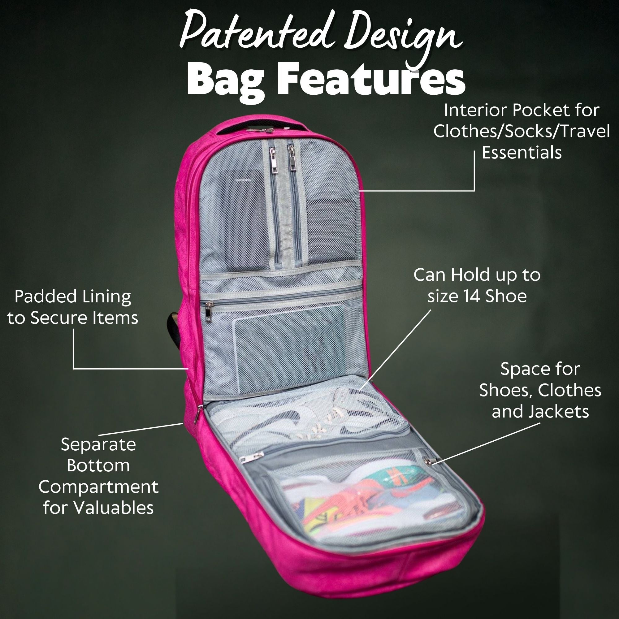 Pink Leather Luxury Carry-On Backpack (Patented Signature Design) - Sole Premise