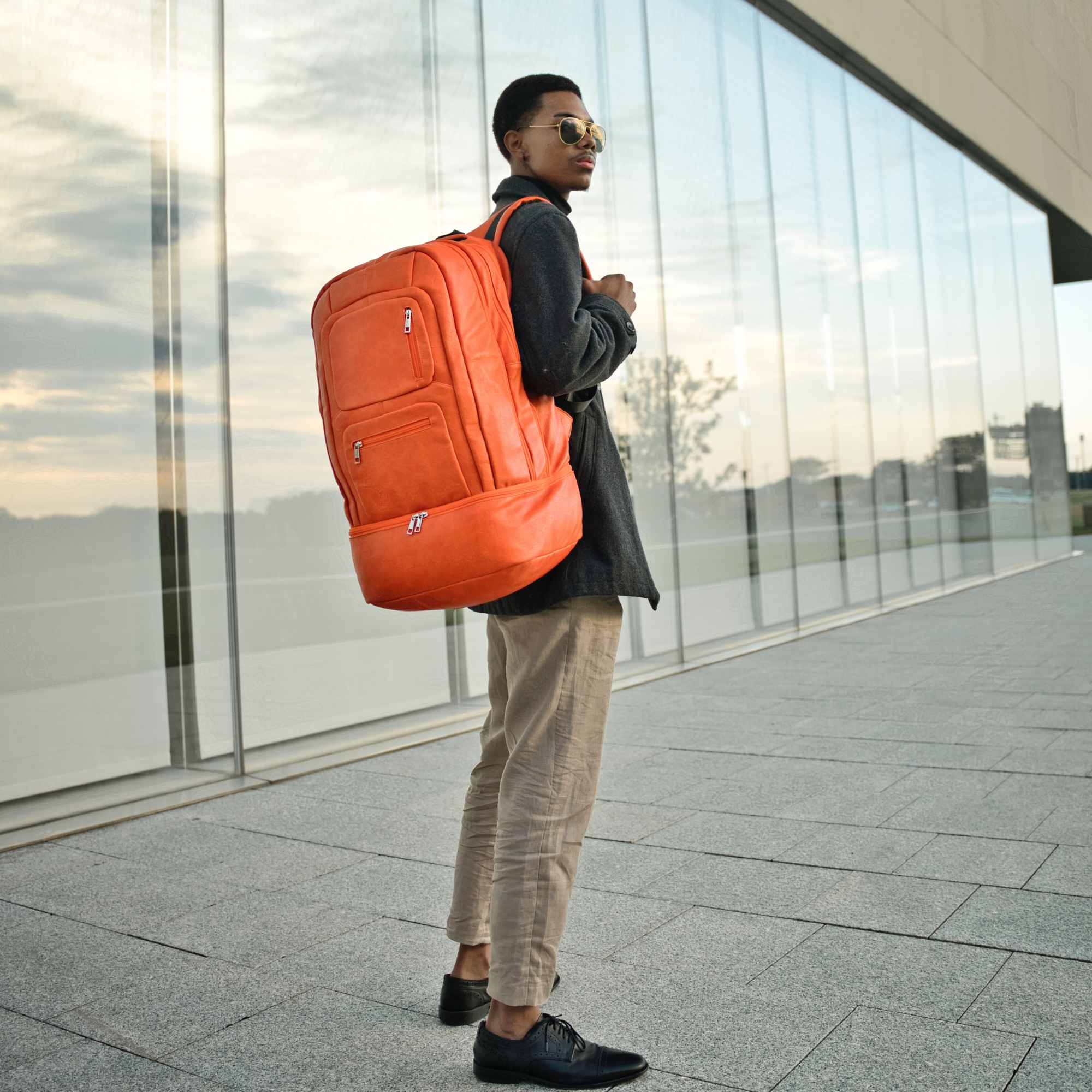 Orange Leather Patented Carry-On Backpack (Only 300 Made) - Sole Premise