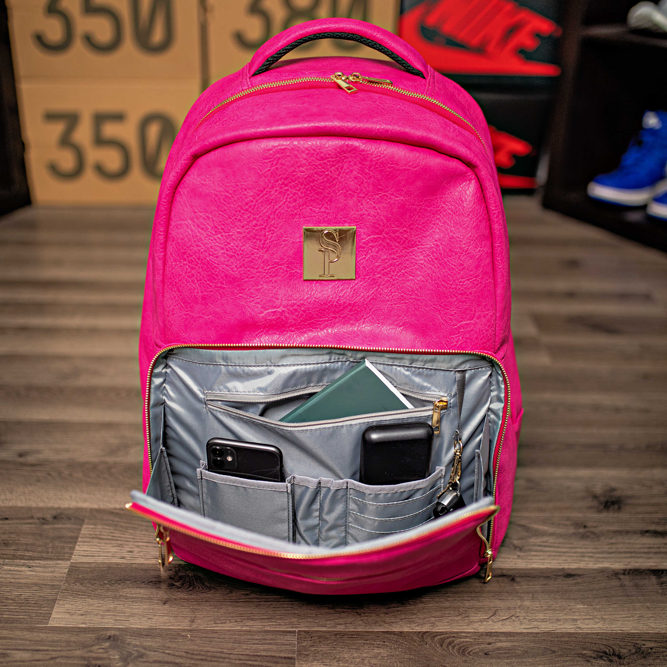 Pink Tumbled Leather Commuter Bag - Sole Premise