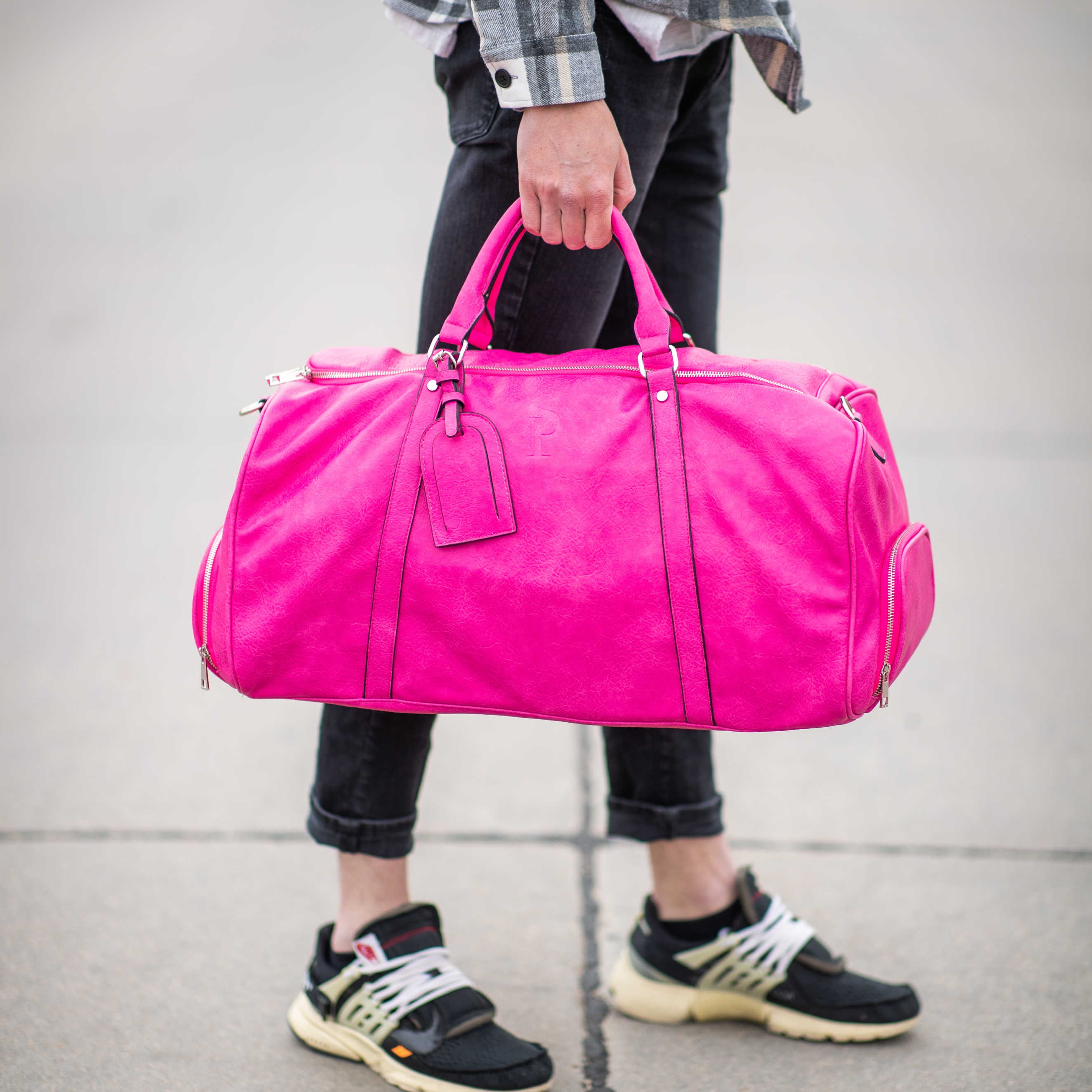 Pink Luciano Leather Duffle Bag
