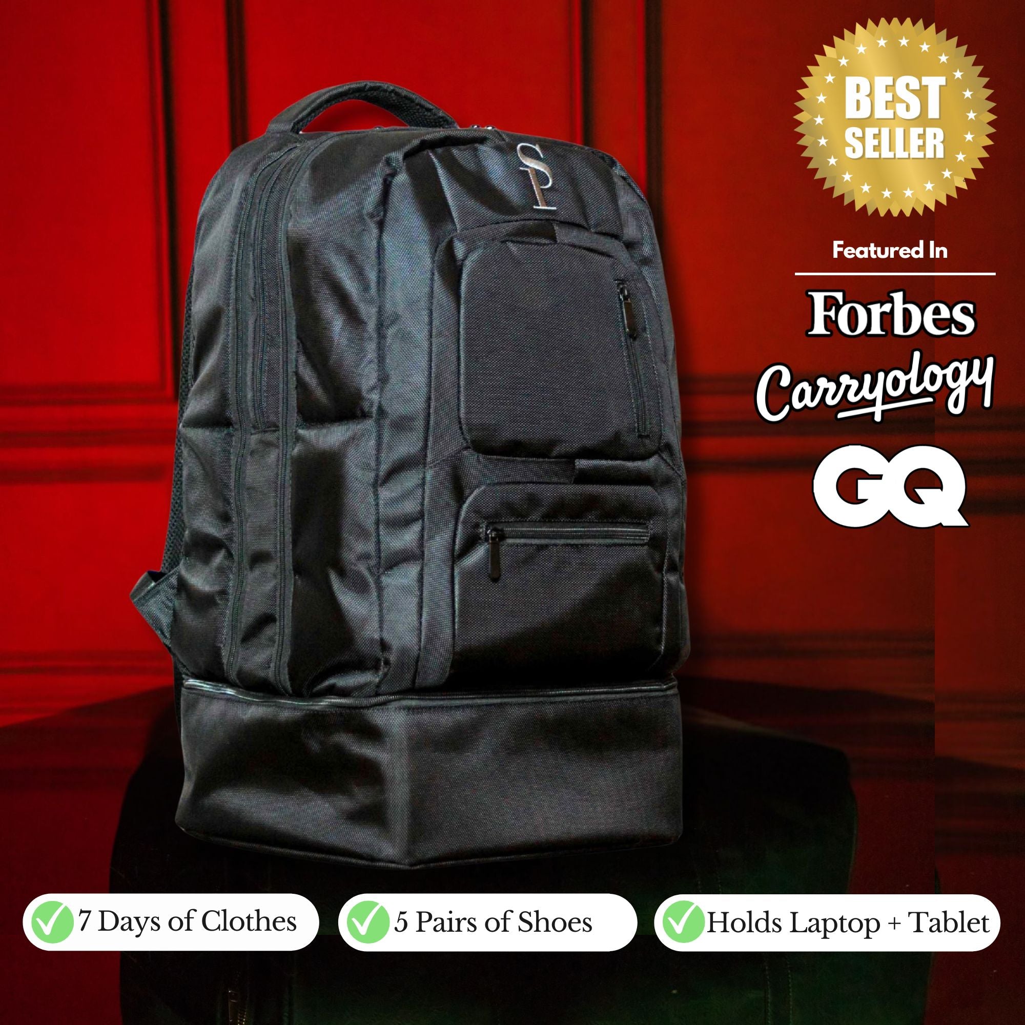 best backpack for clothes and laptop Sneaker Carry On Travel Bag - TSA Approved - Black - Waterproof - Polyester