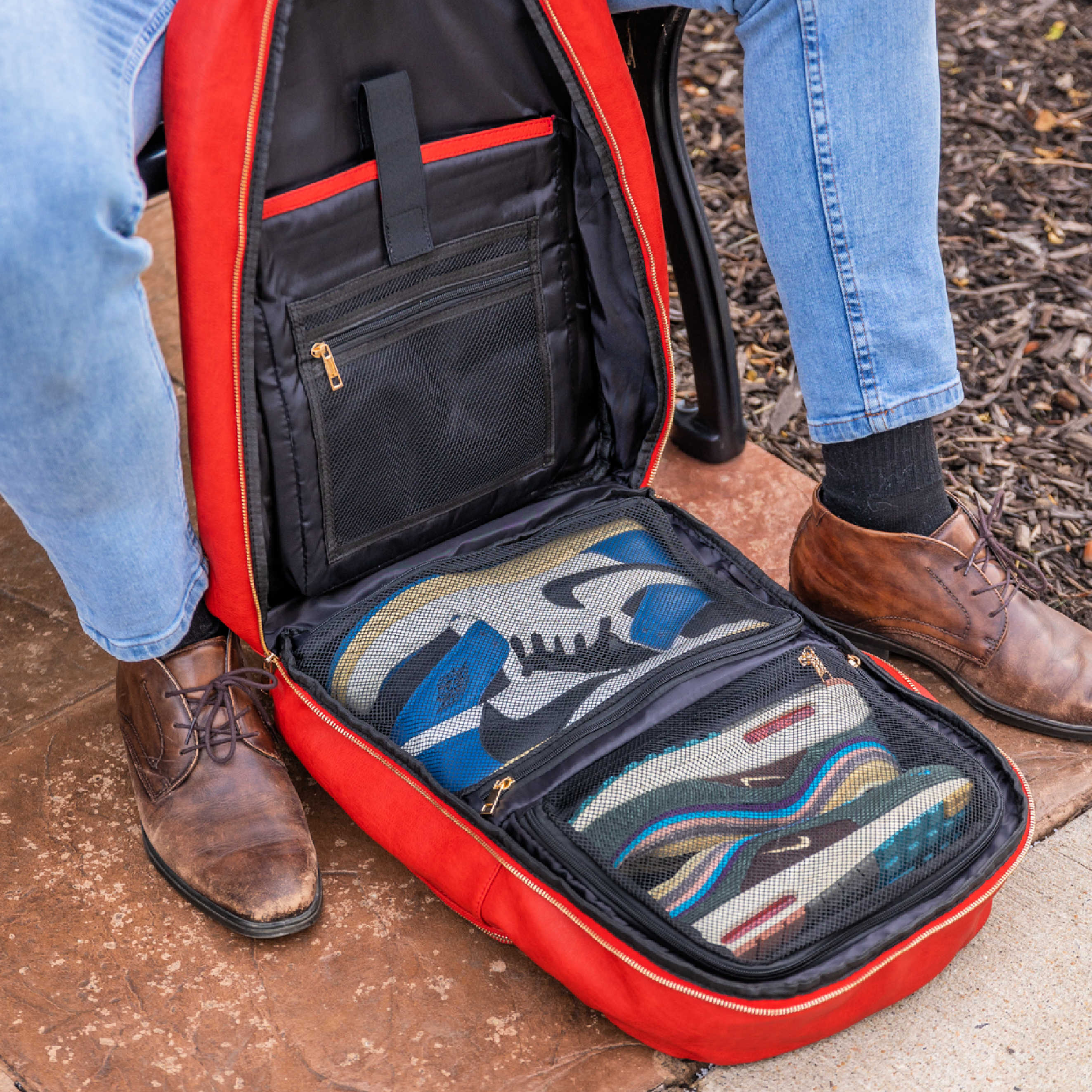 Red Tumbled Leather Daily Commuter Bag - Sole Premise