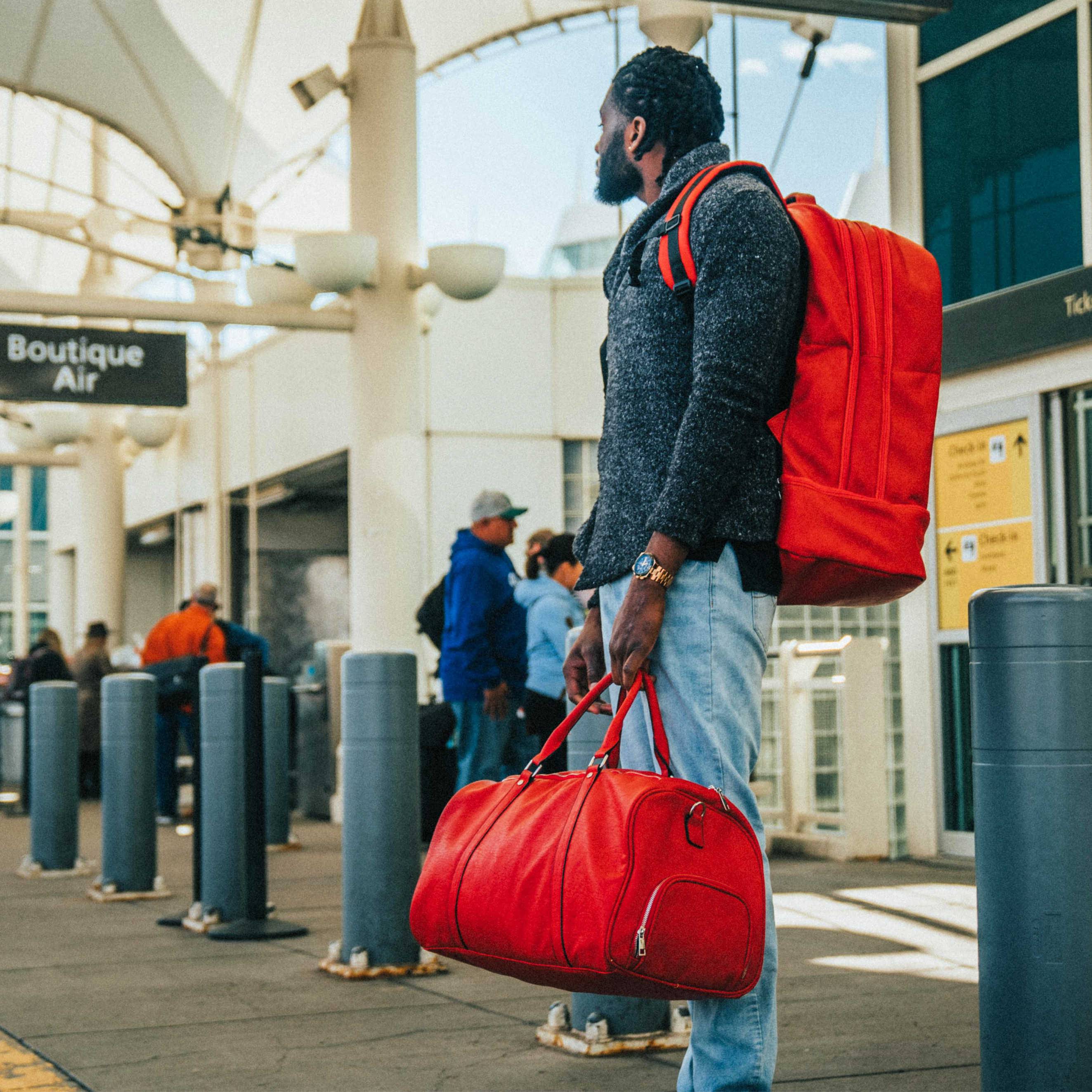 Red Tumbled Leather Signature Bag Set (Signature and Duffle Bag) - Sole Premise