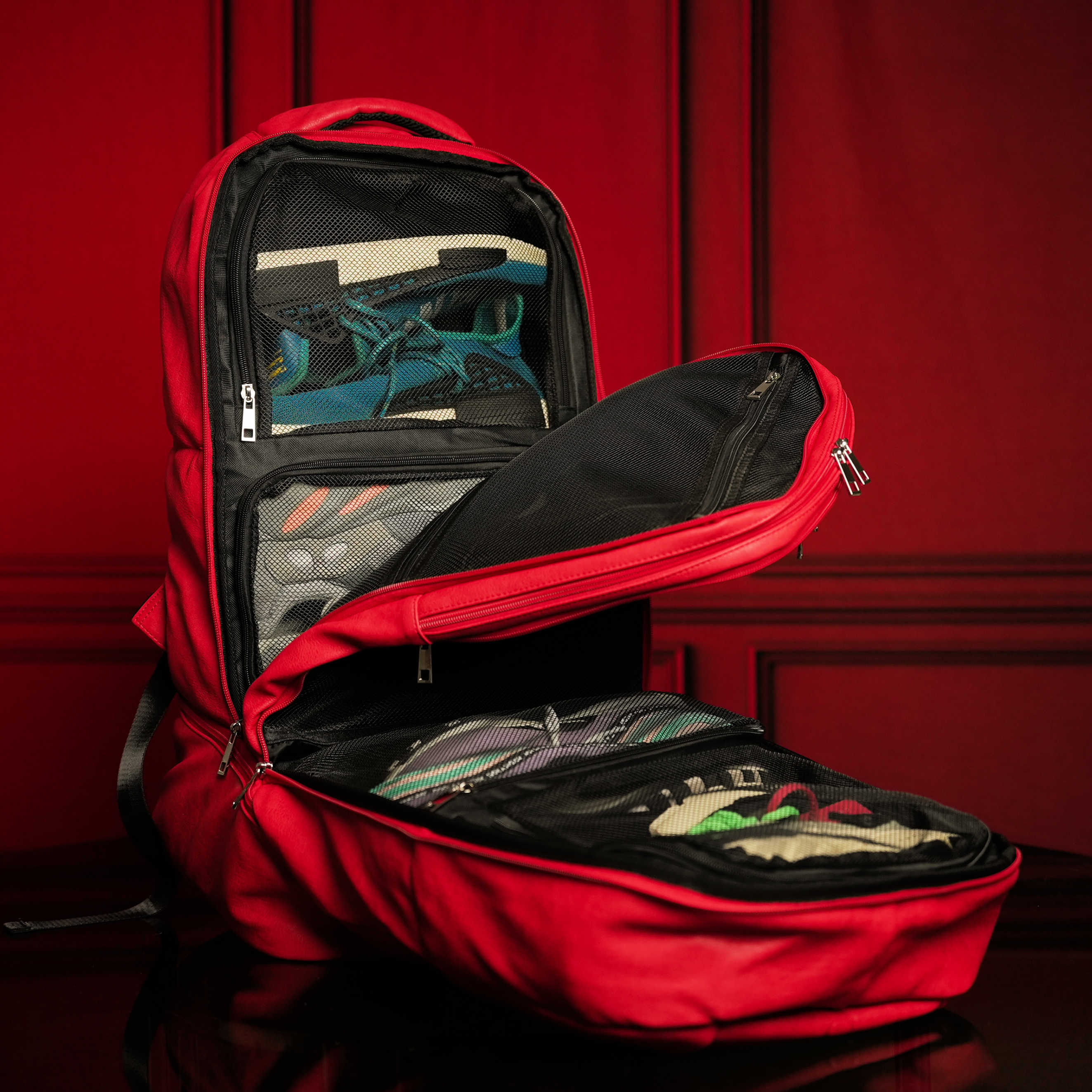 Red Leather Luxury Carry-On Backpack (Patented Signature Design) - Sole Premise