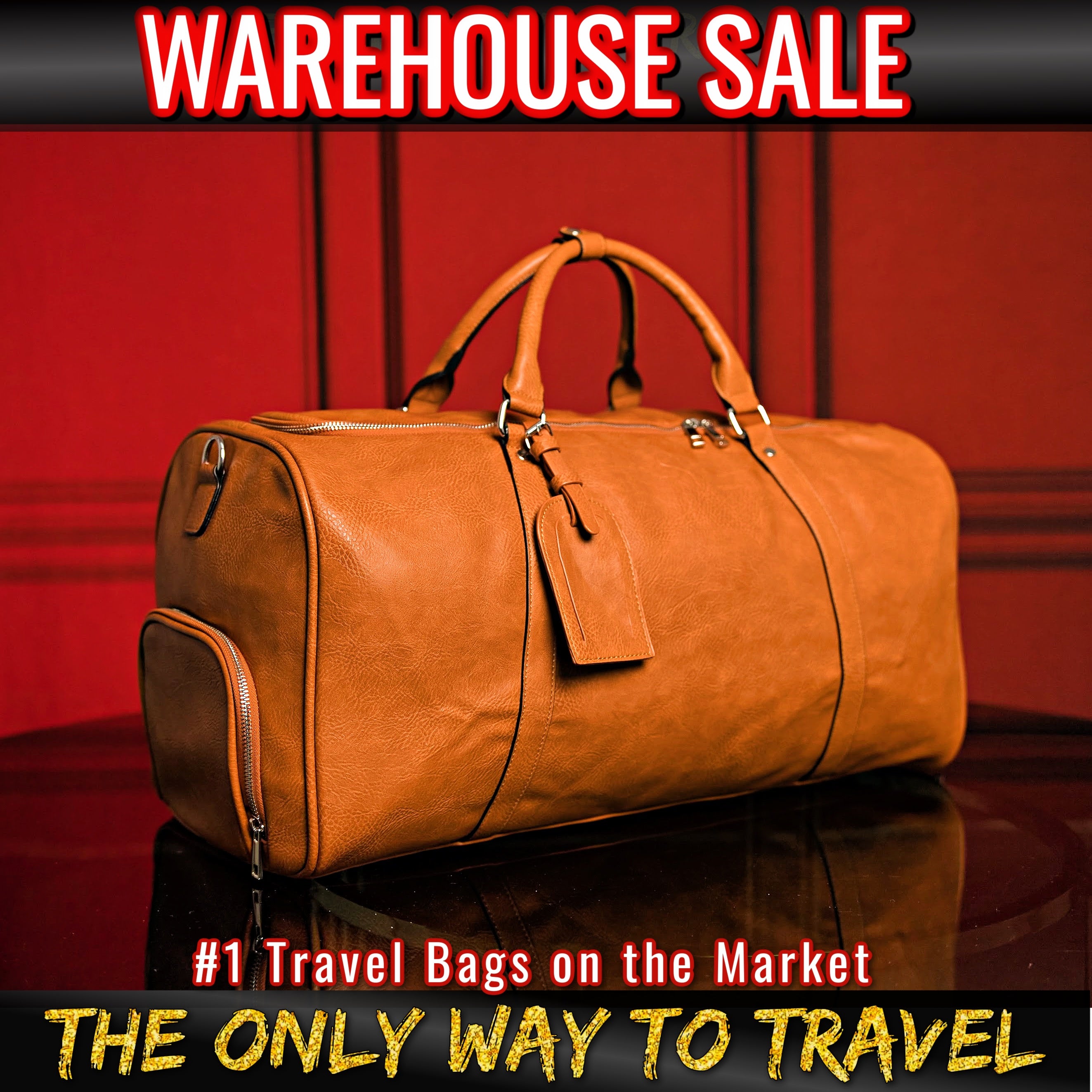 Brown Leather Duffle (Warehouse Sale)