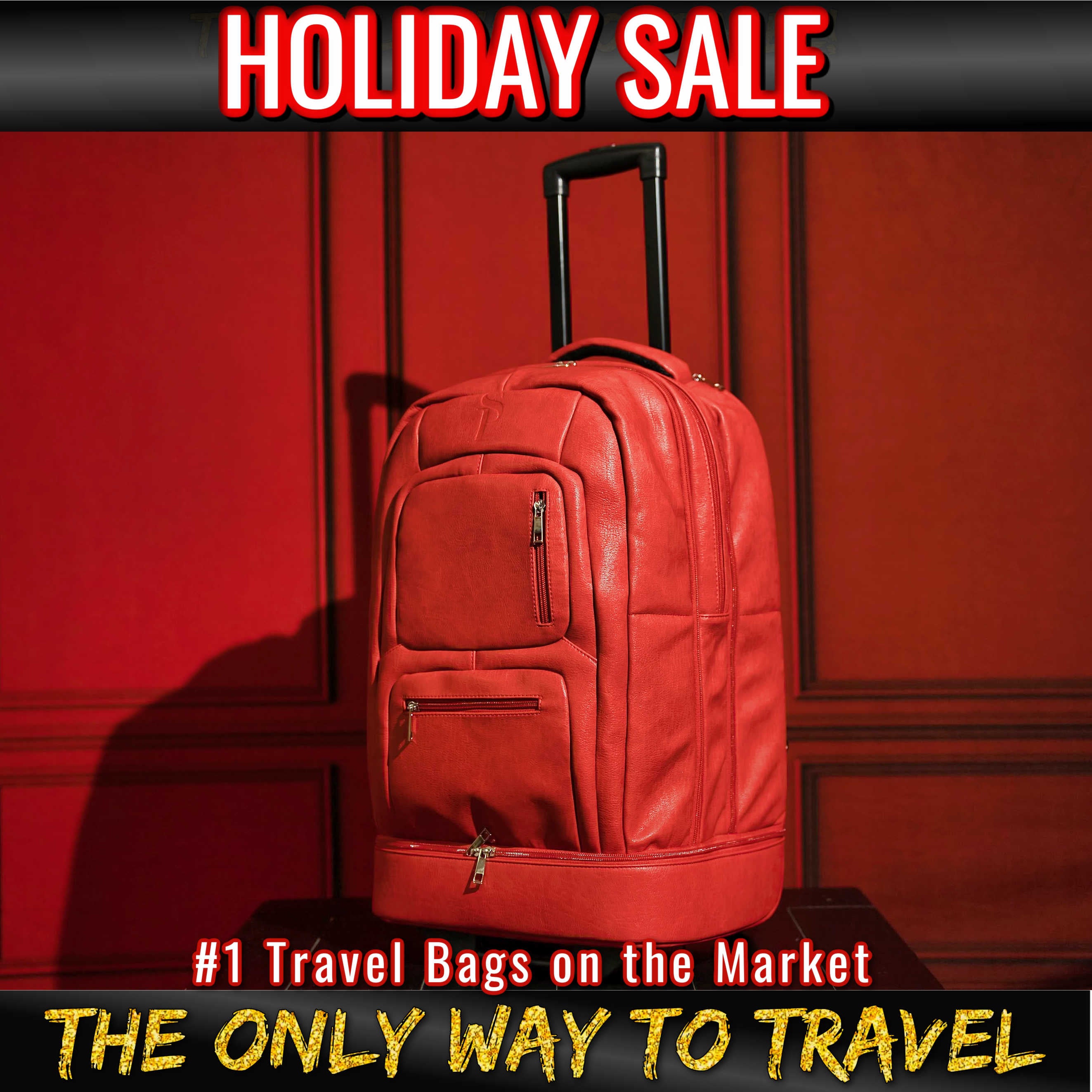 Red Leather Carry-on Roller (FLASH SALE)
