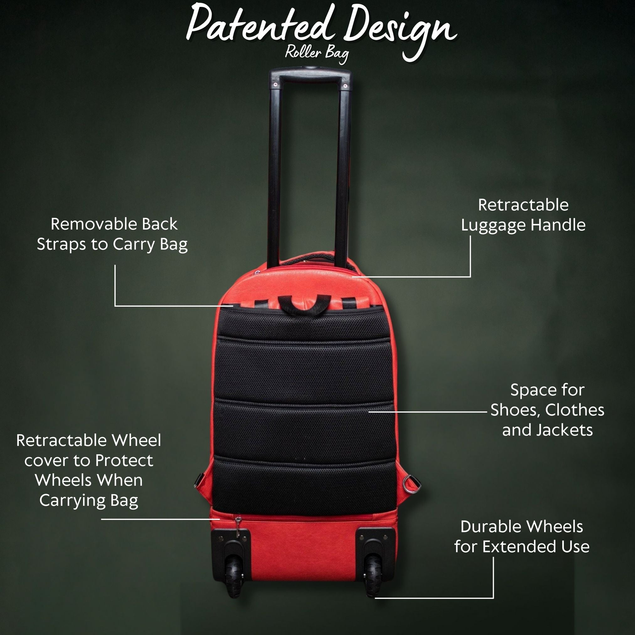 Grey Leather Carry-On Roller Bag (Patented Signature Design) - Sole Premise