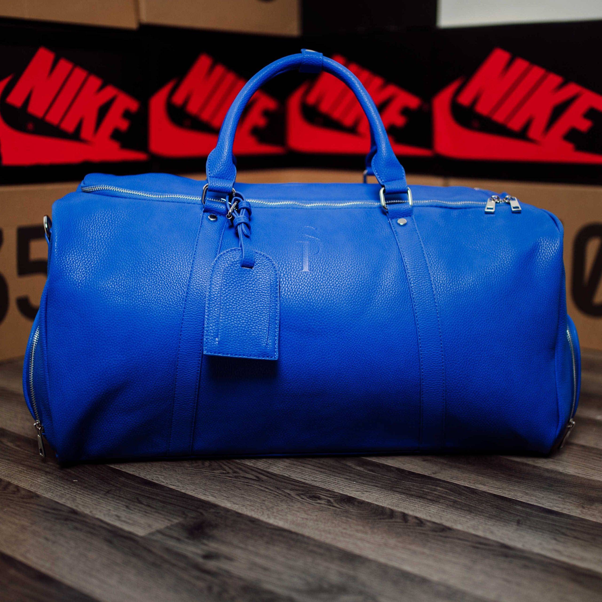 Royal Blue Leather Signature Bag Set (Signature XL & Duffle Bag) - Sole Premise