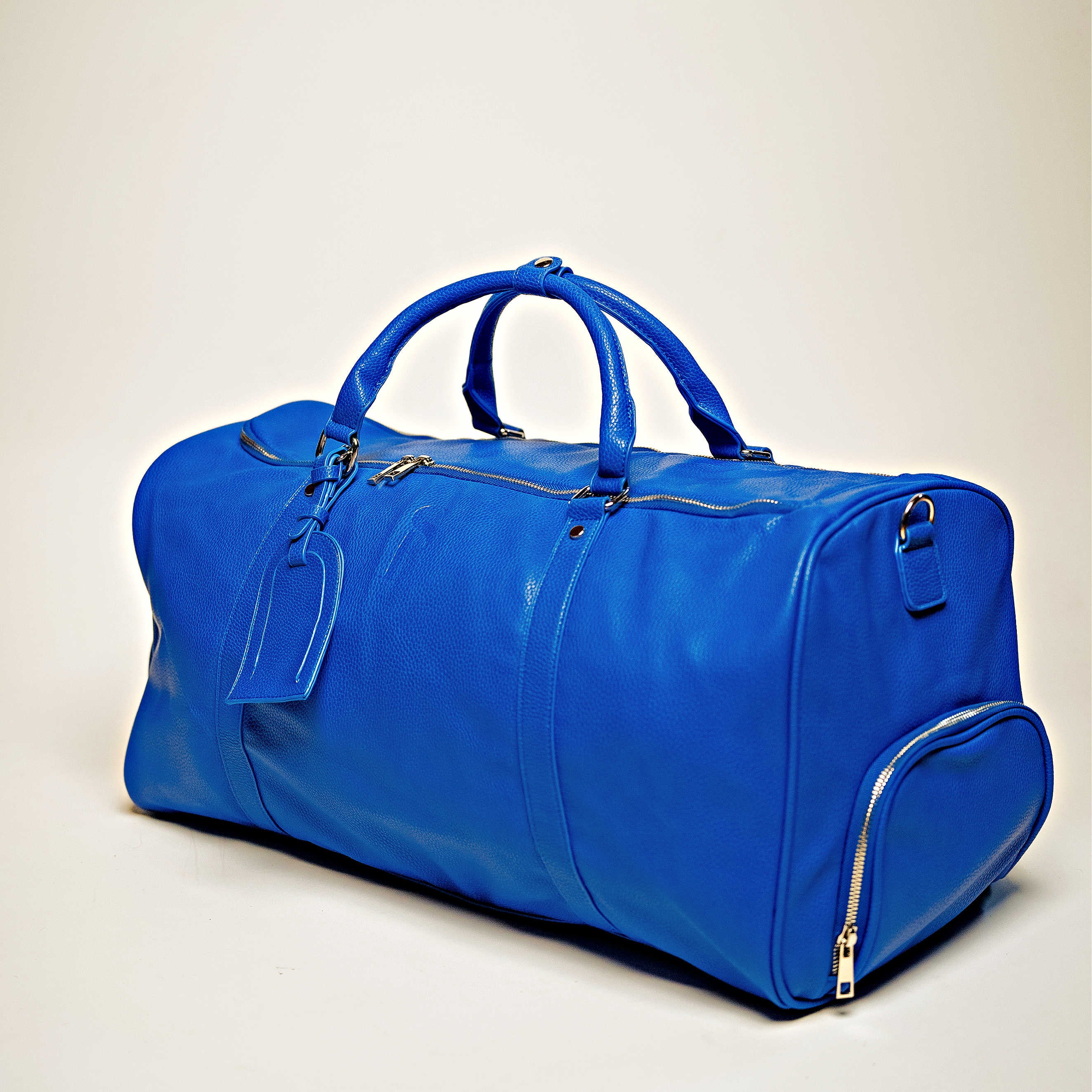 Royal Blue Leather Roller Bag Set