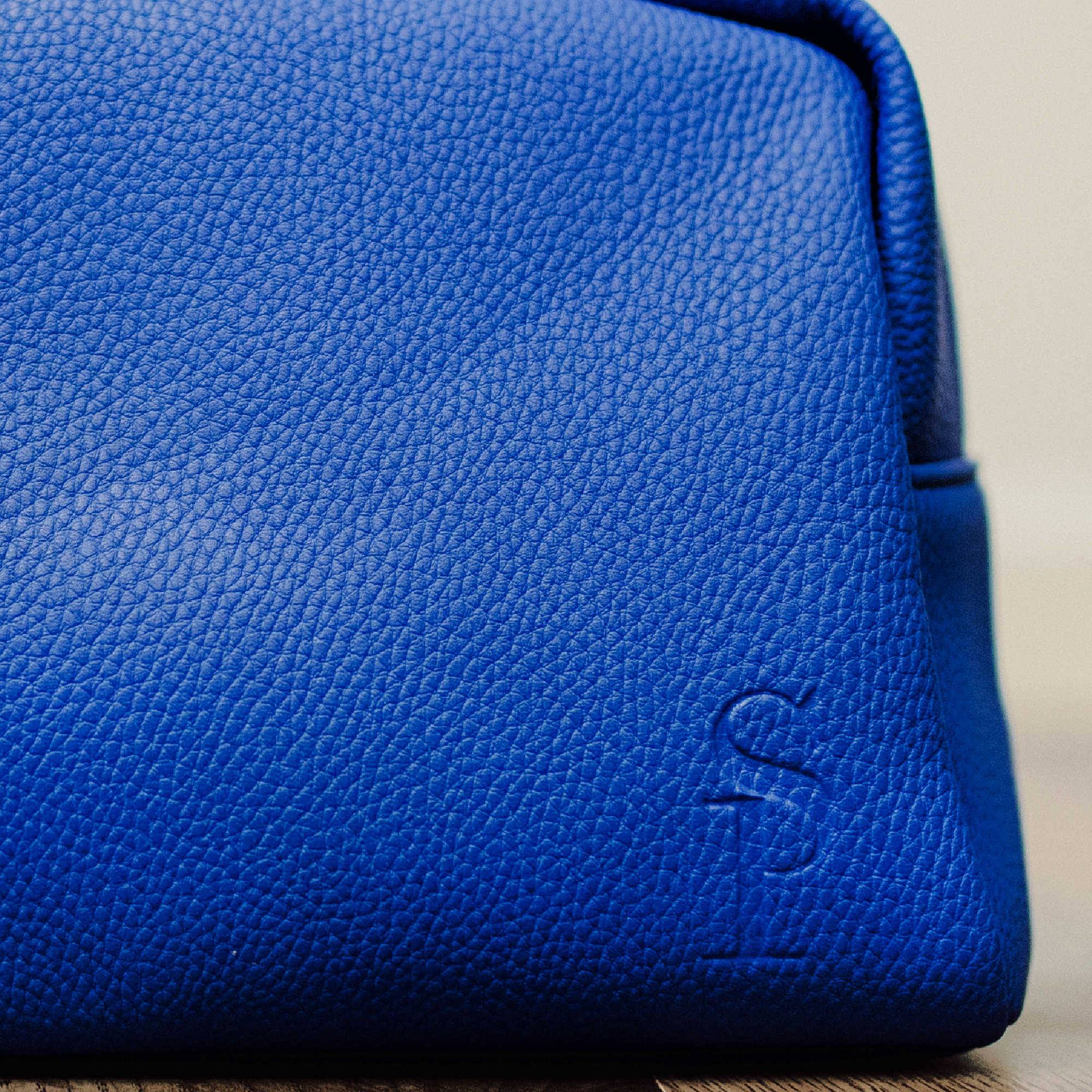 Royal Blue Leather Toiletry Bag - Sole Premise