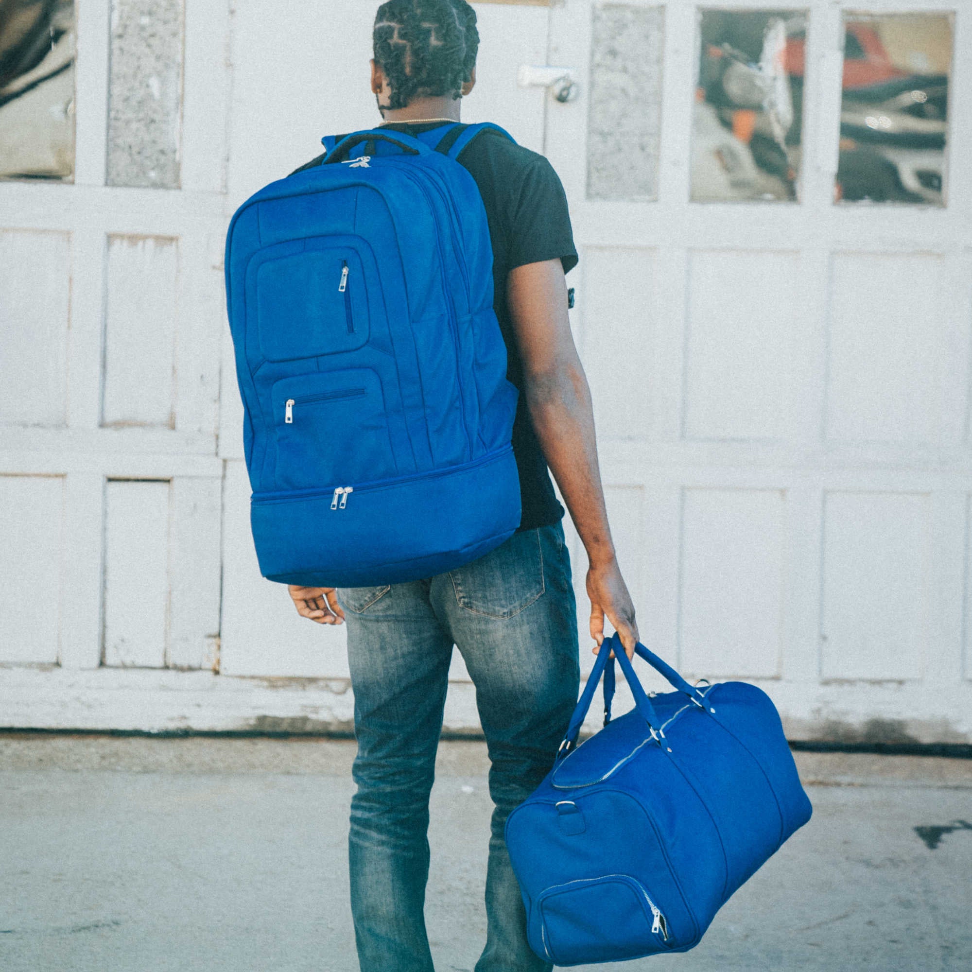 Royal Blue Leather Carryon Bag (XL Design) *Holds Size 17 - Sole Premise