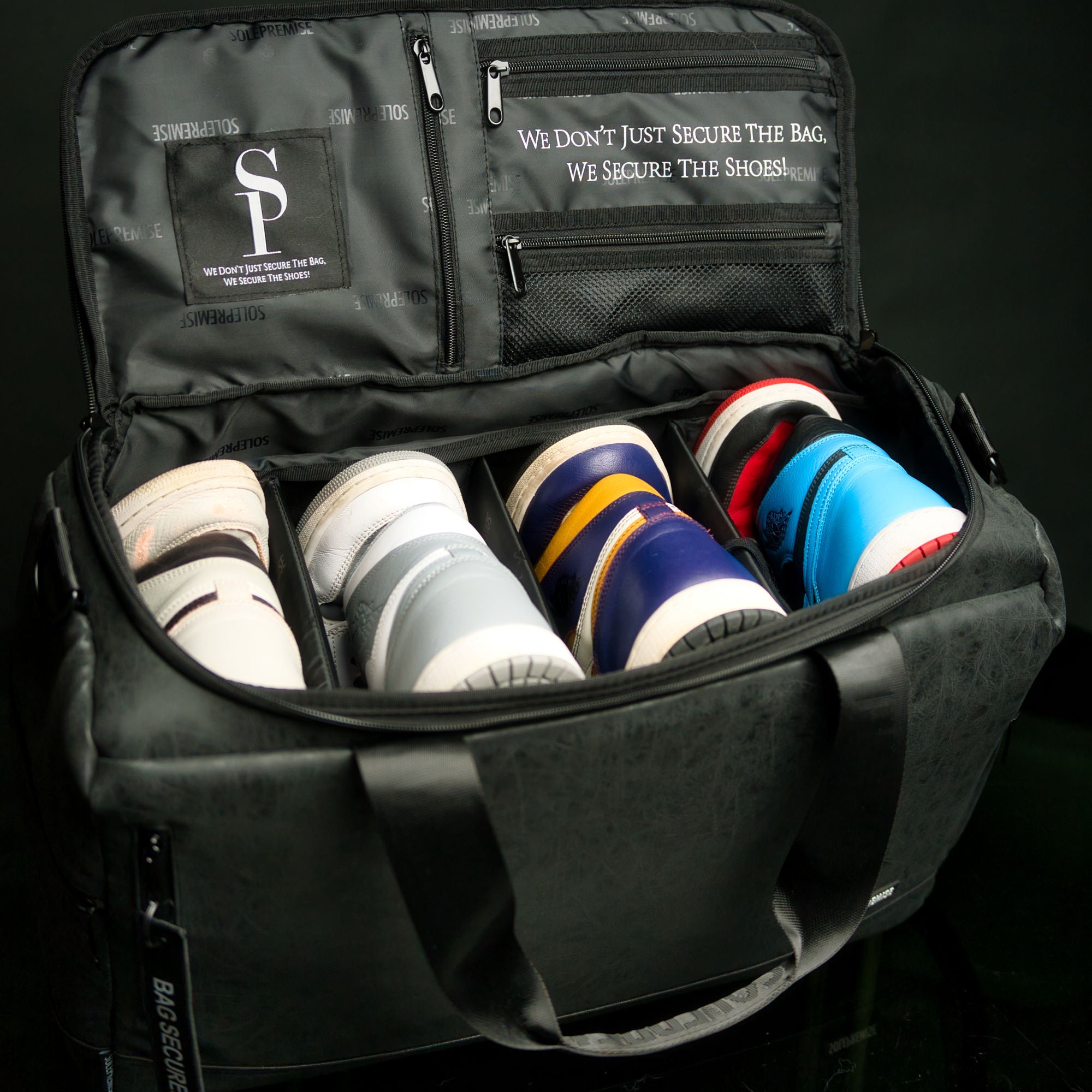 Black Leather Sneaker Duffle Bag - Luxury Sports Bag