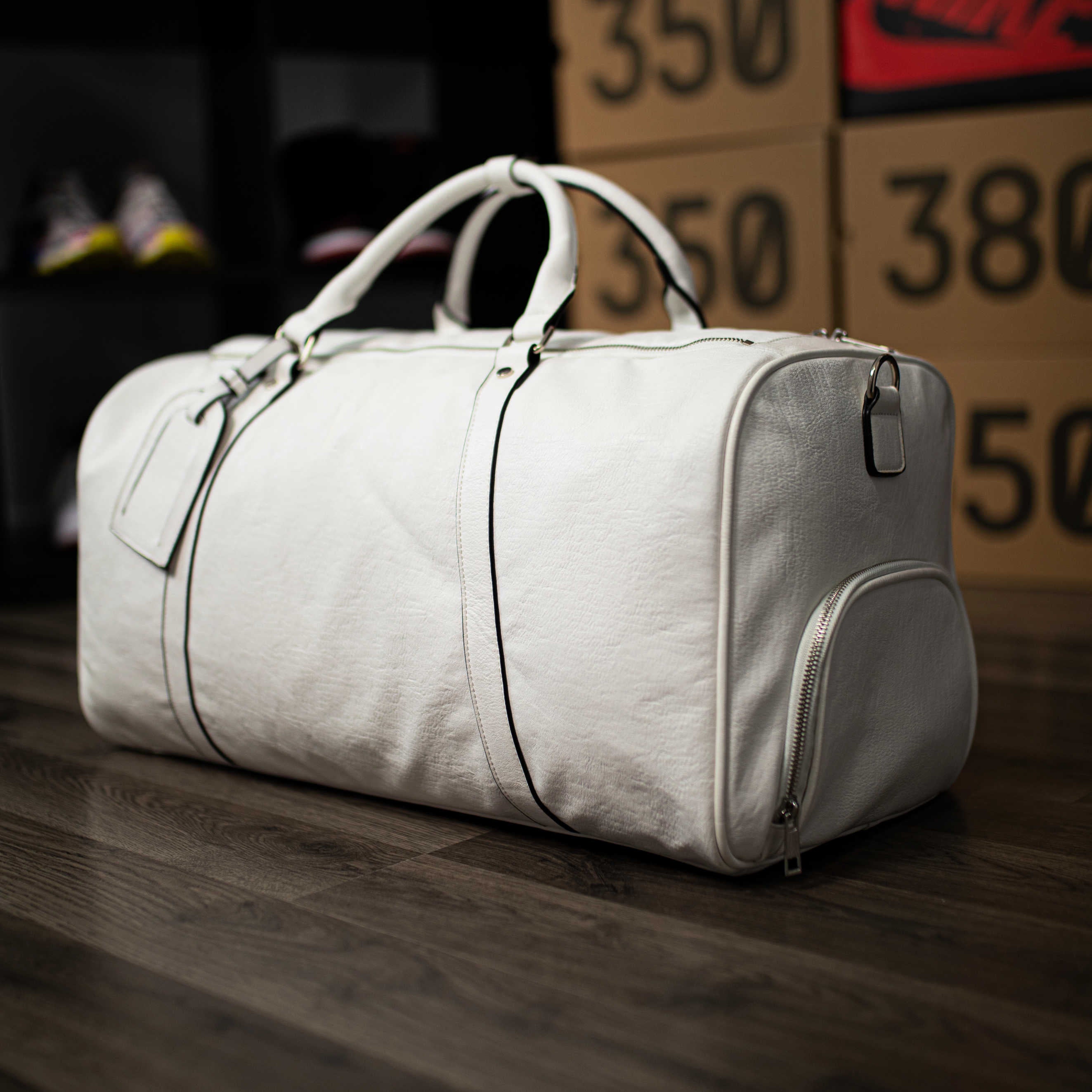 White Leather Duffle (FLASH SALE)
