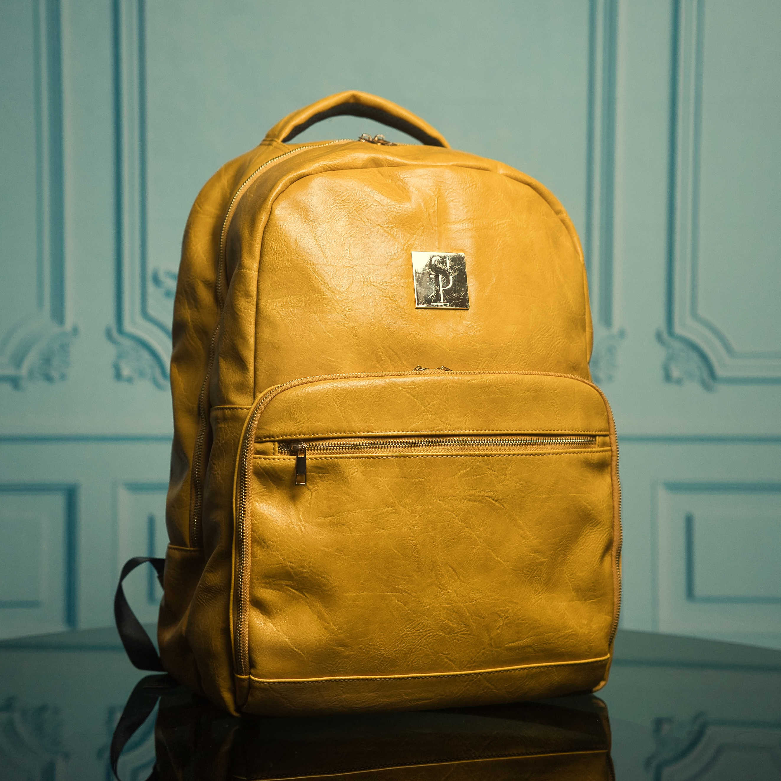 Yellow Tumbled Leather Commuter Bag - Sole Premise