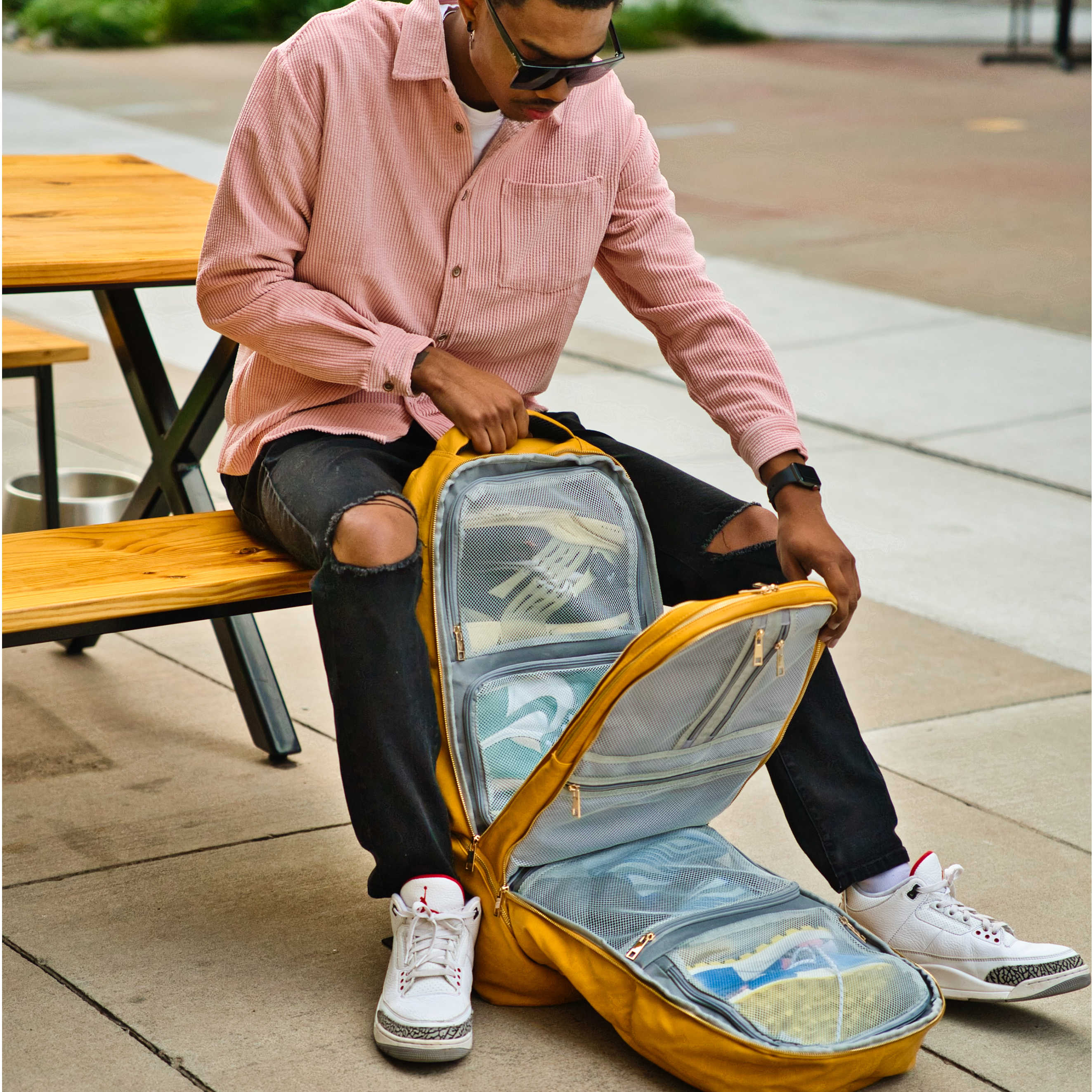 Yellow Leather Luxury Carry-On Backpack (Patented Signature Design) - Sole Premise