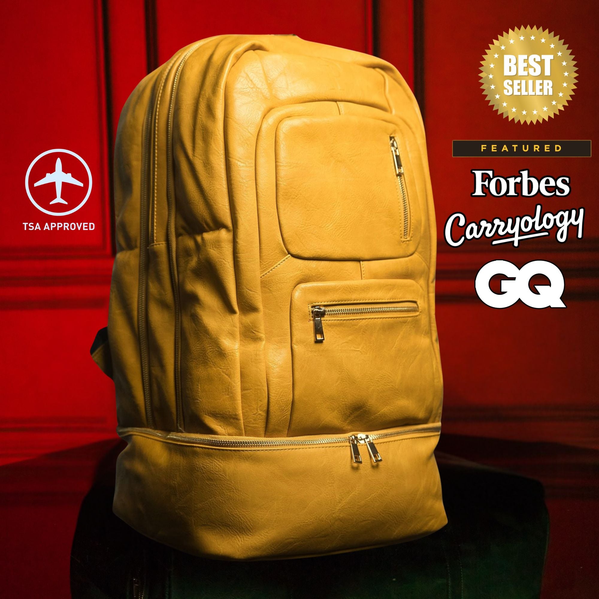 Yellow Leather Patented Carry-On Backpack (Only 300 Made)