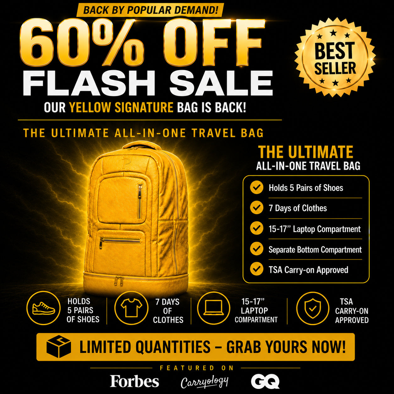 Yellow Leather Carryon (FLASH SALE) - Sole Premise
