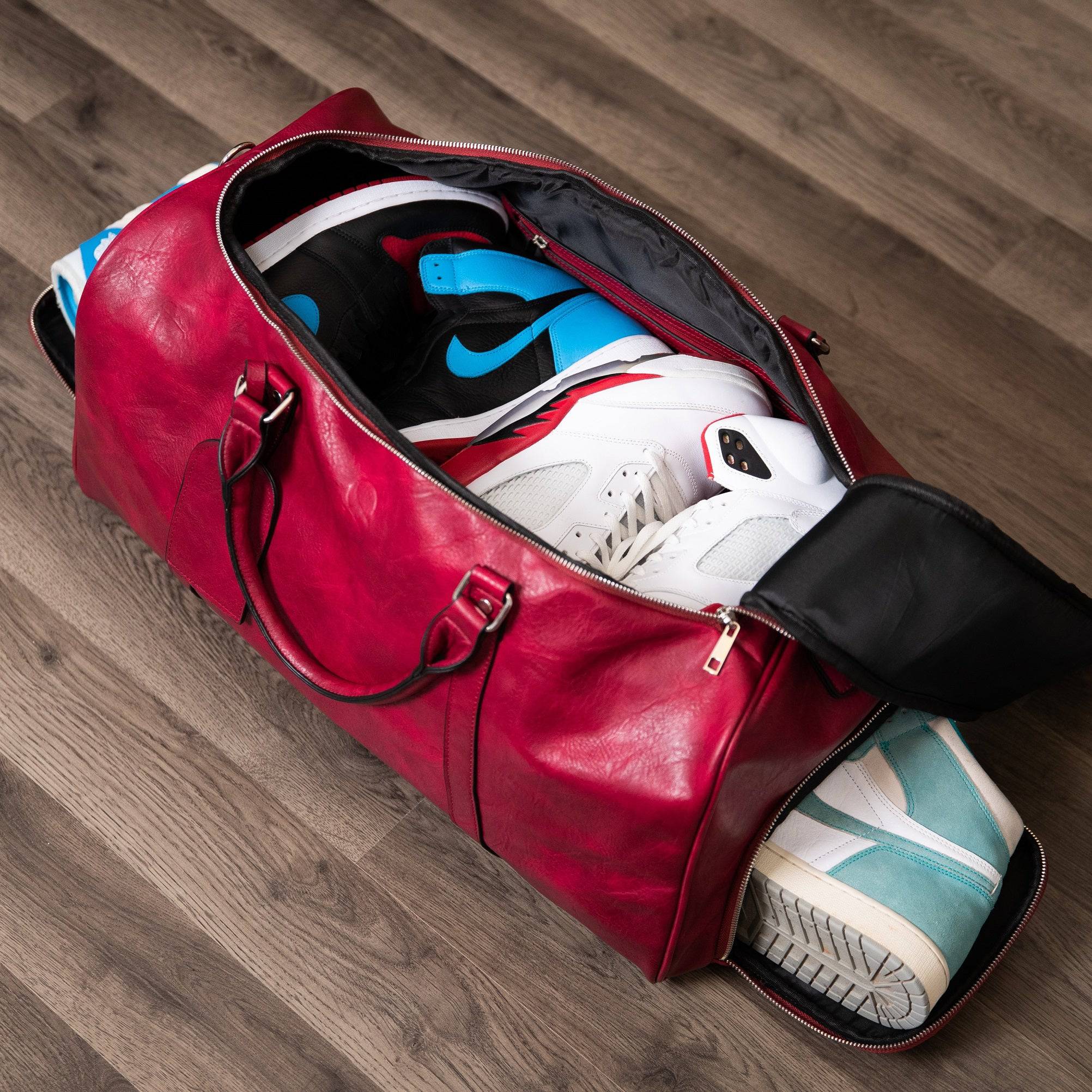 Maroon Duffle bag Open