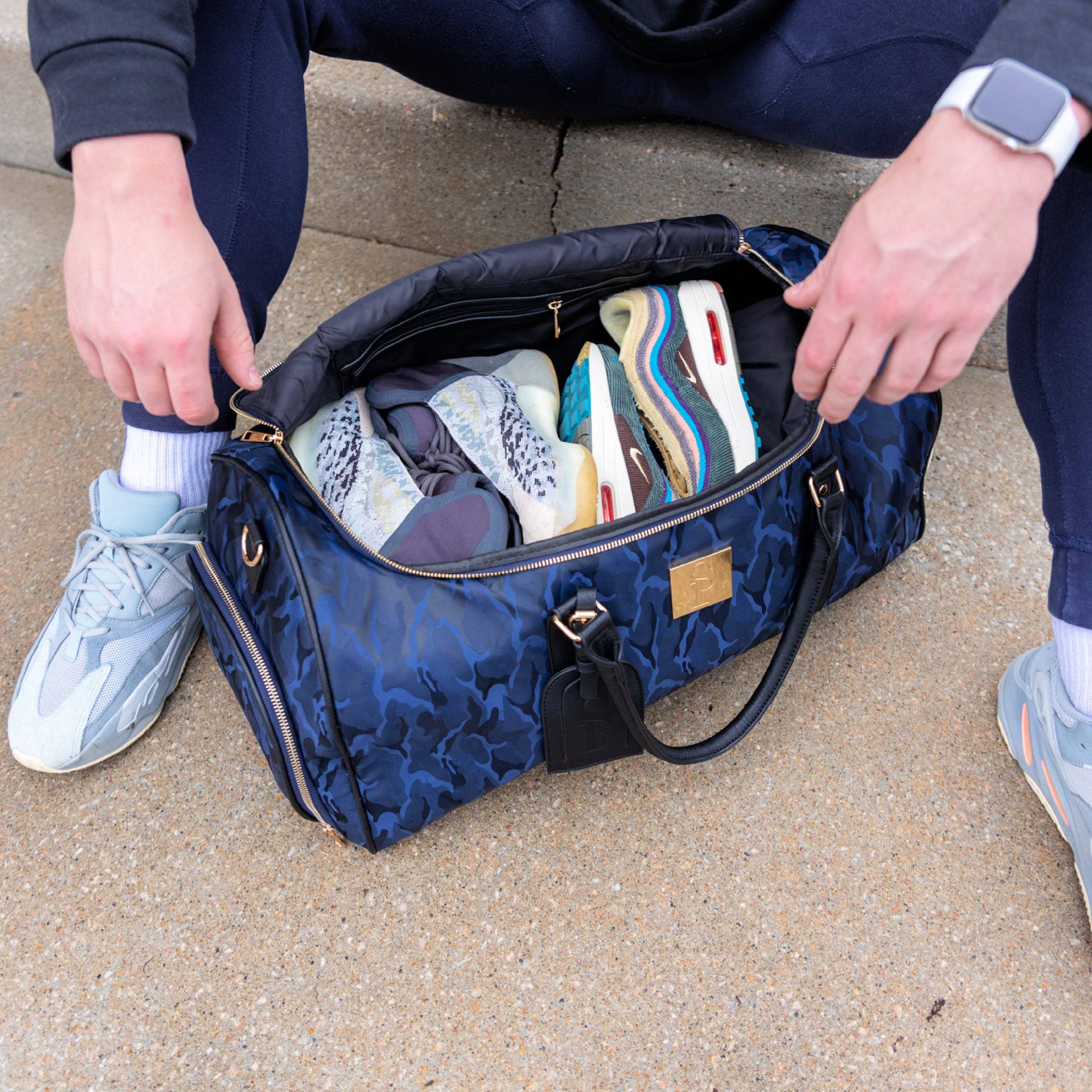 Blue Camo Bag Open