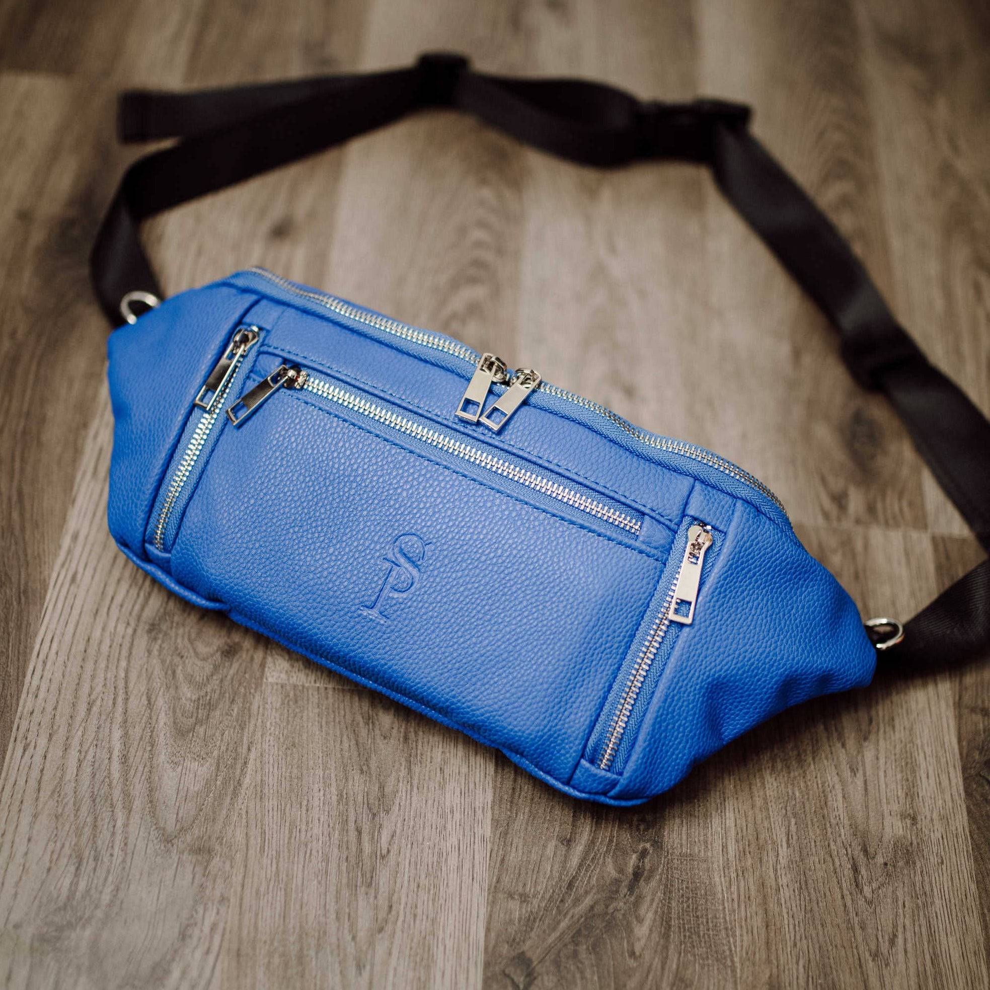 Royal Blue Leather Cross Body/Waist Bag - Sole Premise