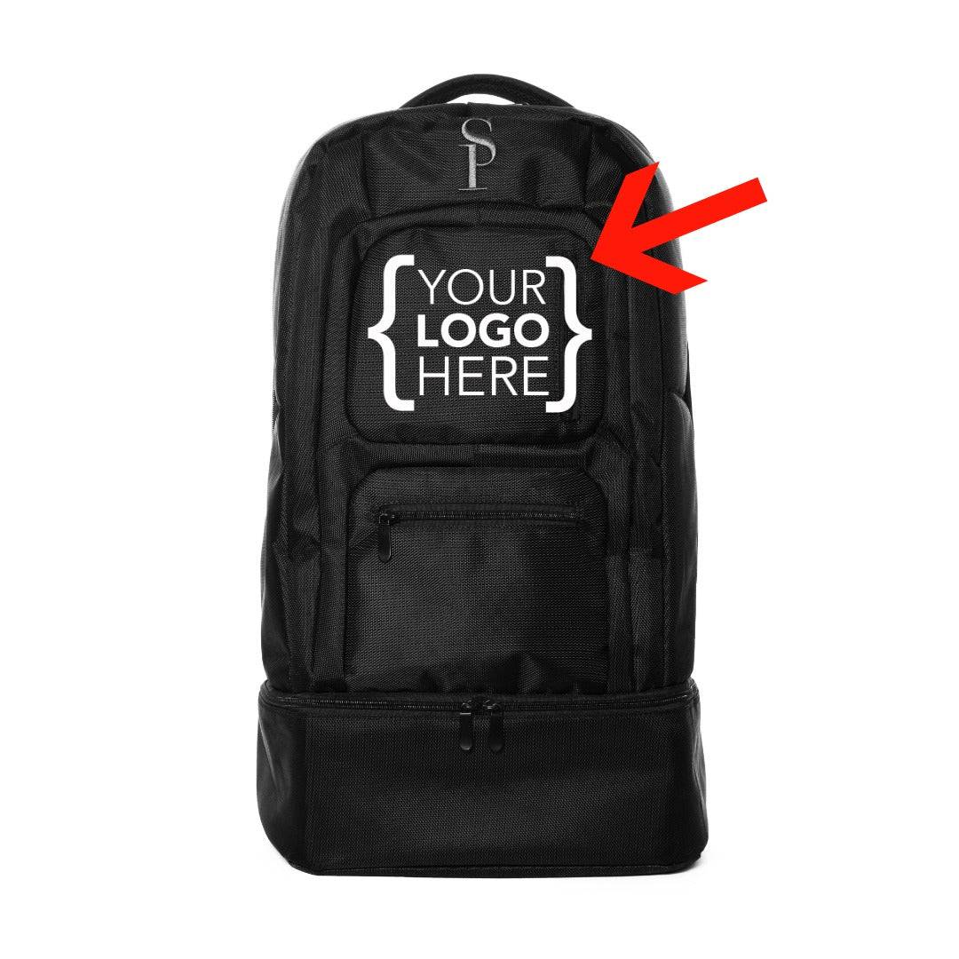 backpack and travel gear company logo Sole Premise Customized Travel Shoe Bag For Basketball, Football and Soccer Teams Black