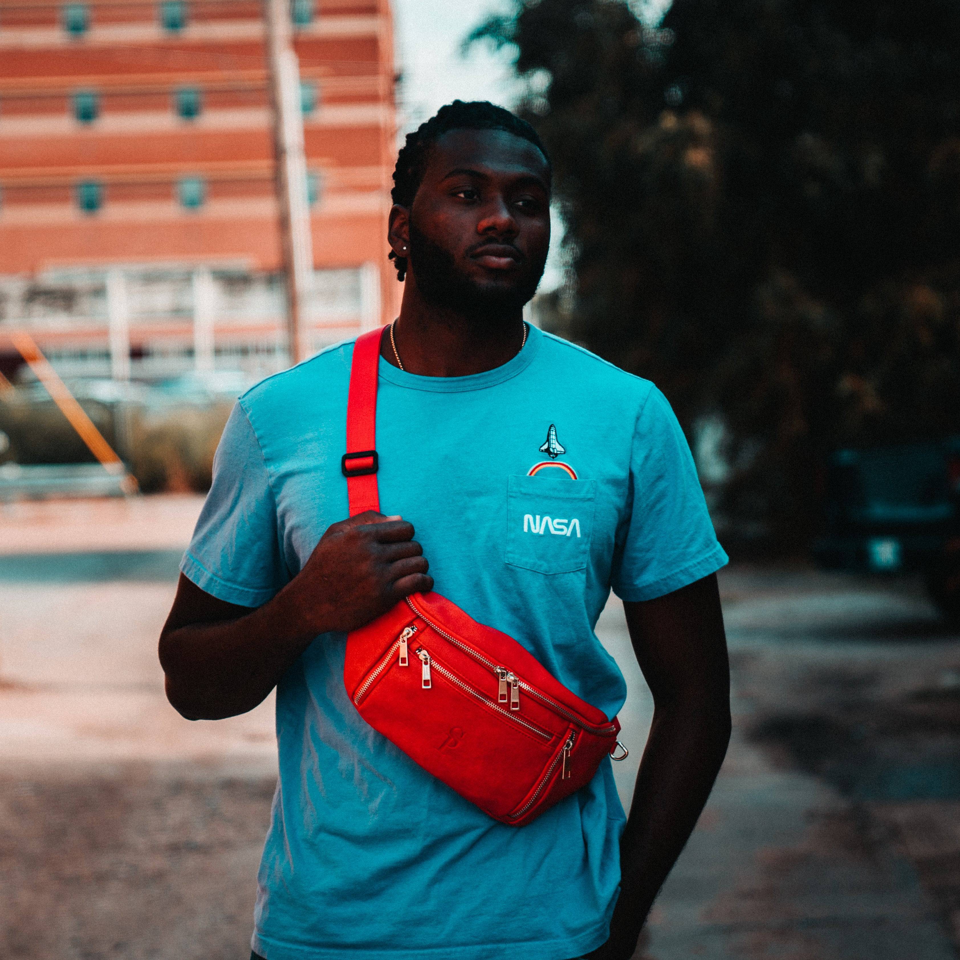 Red Leather Cross Body-Waist Bag - Sole Premise