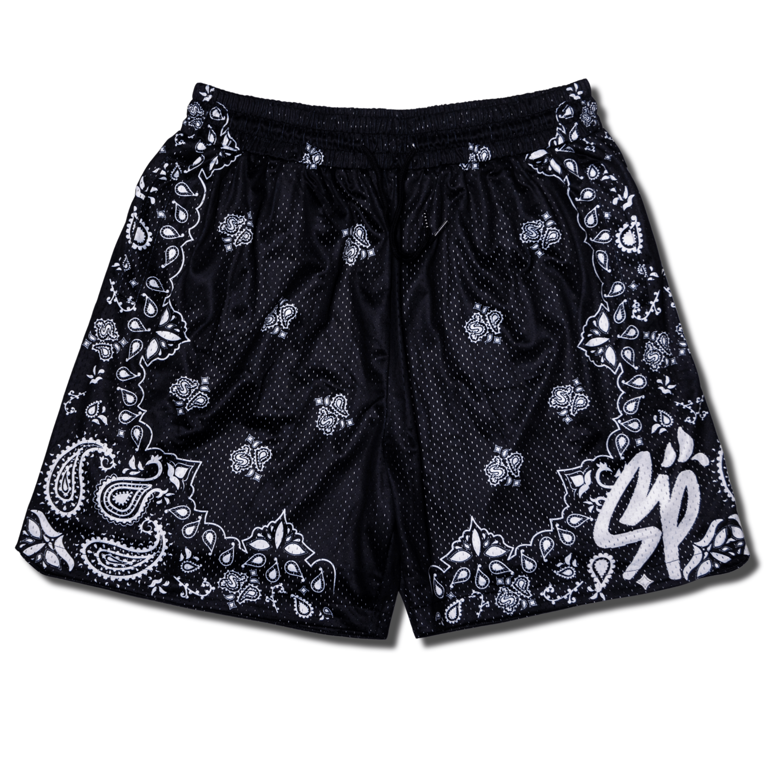 Paisley Mesh Shorts (Black)