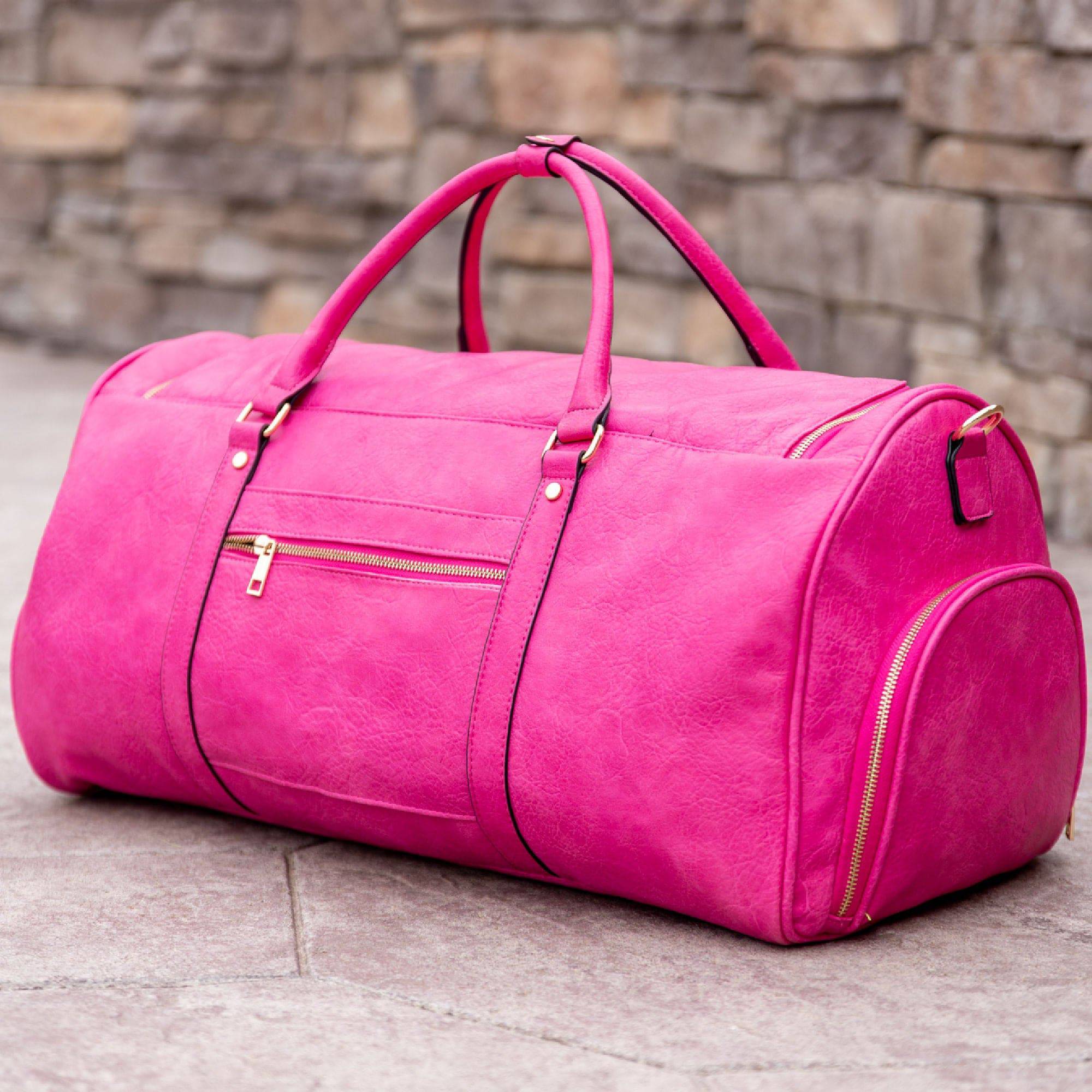 Pink Duffle Bag Angle