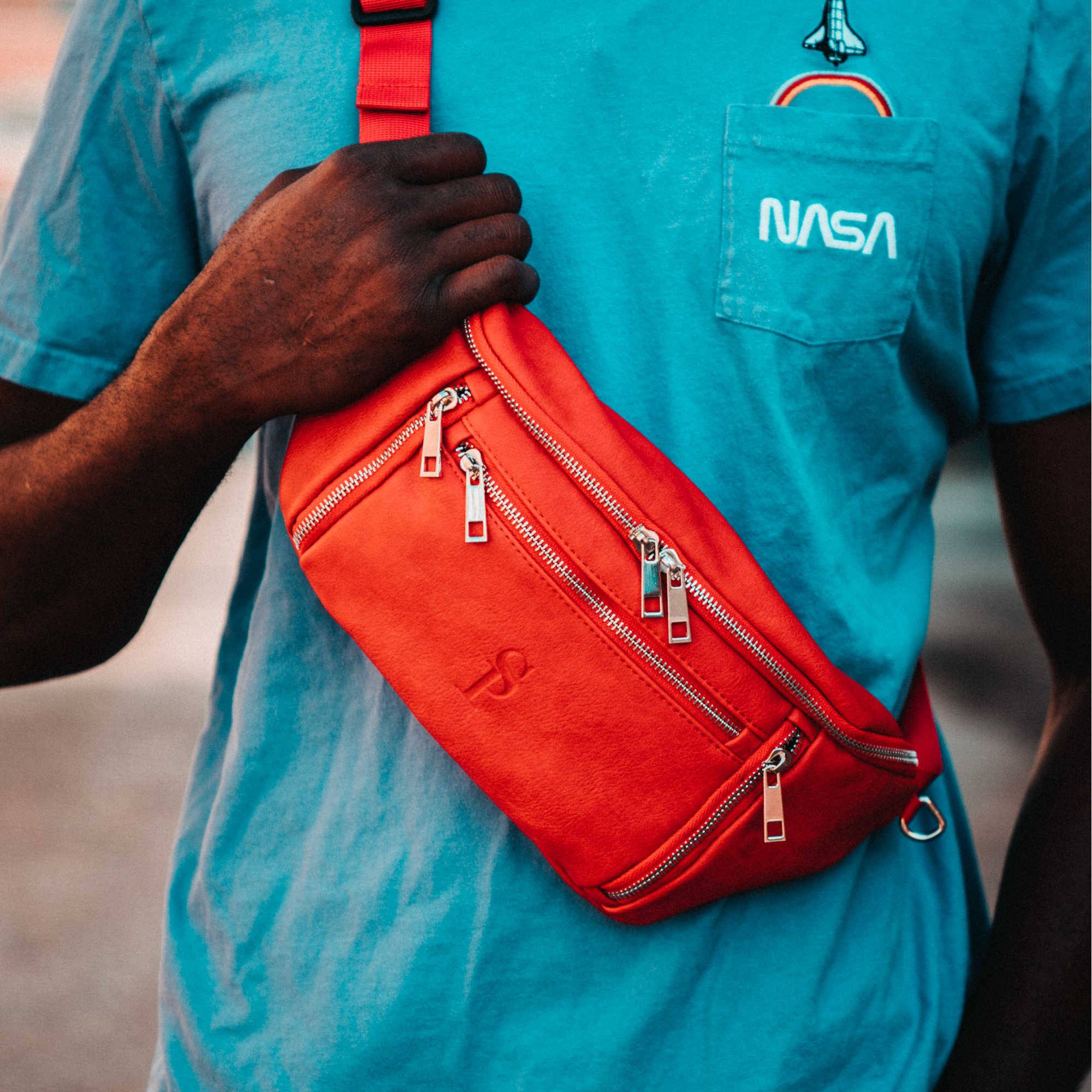 Red Leather Cross Body-Waist Bag - Sole Premise