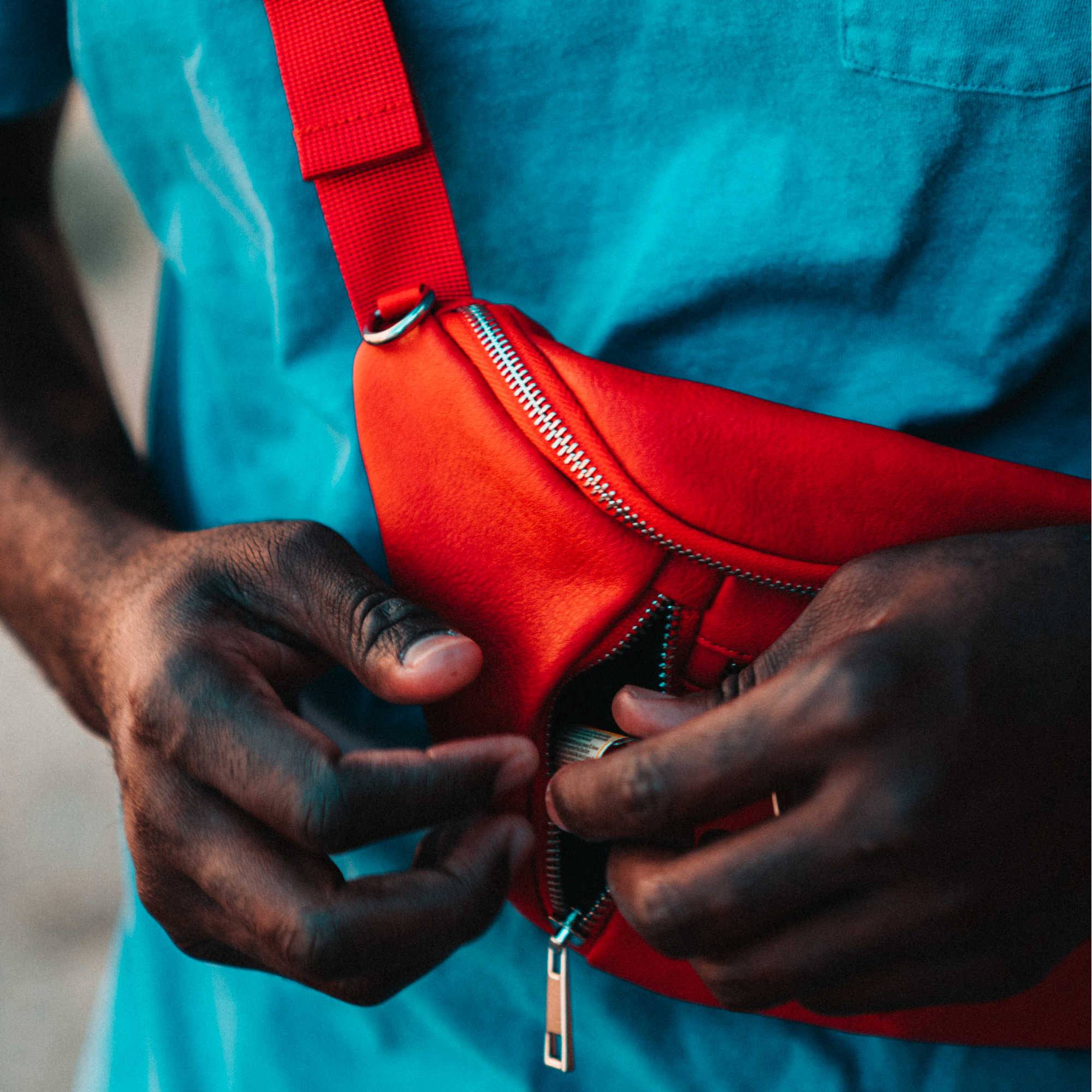 Red Leather Cross Body-Waist Bag - Sole Premise