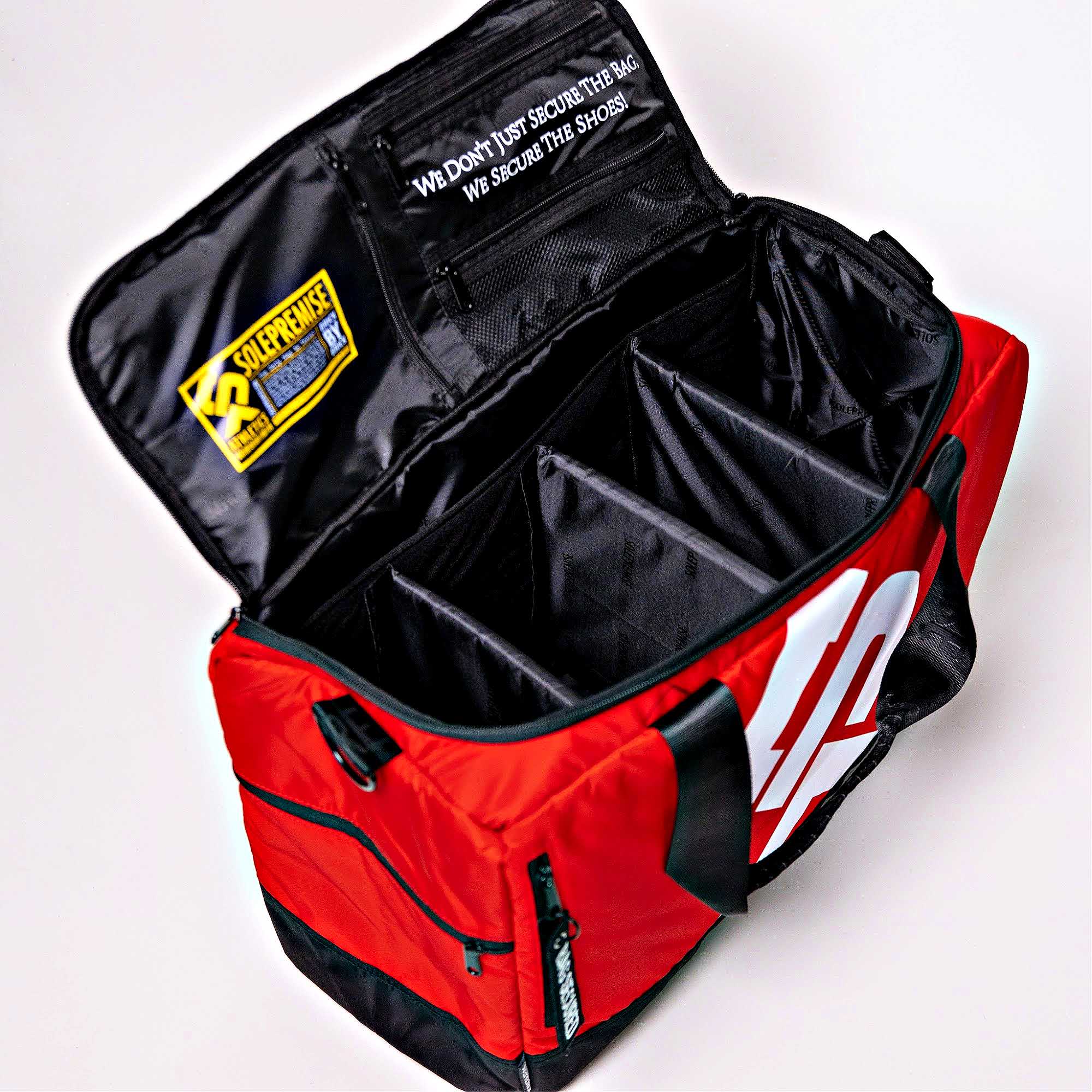 Red Sneaker Duffle Bag Empty