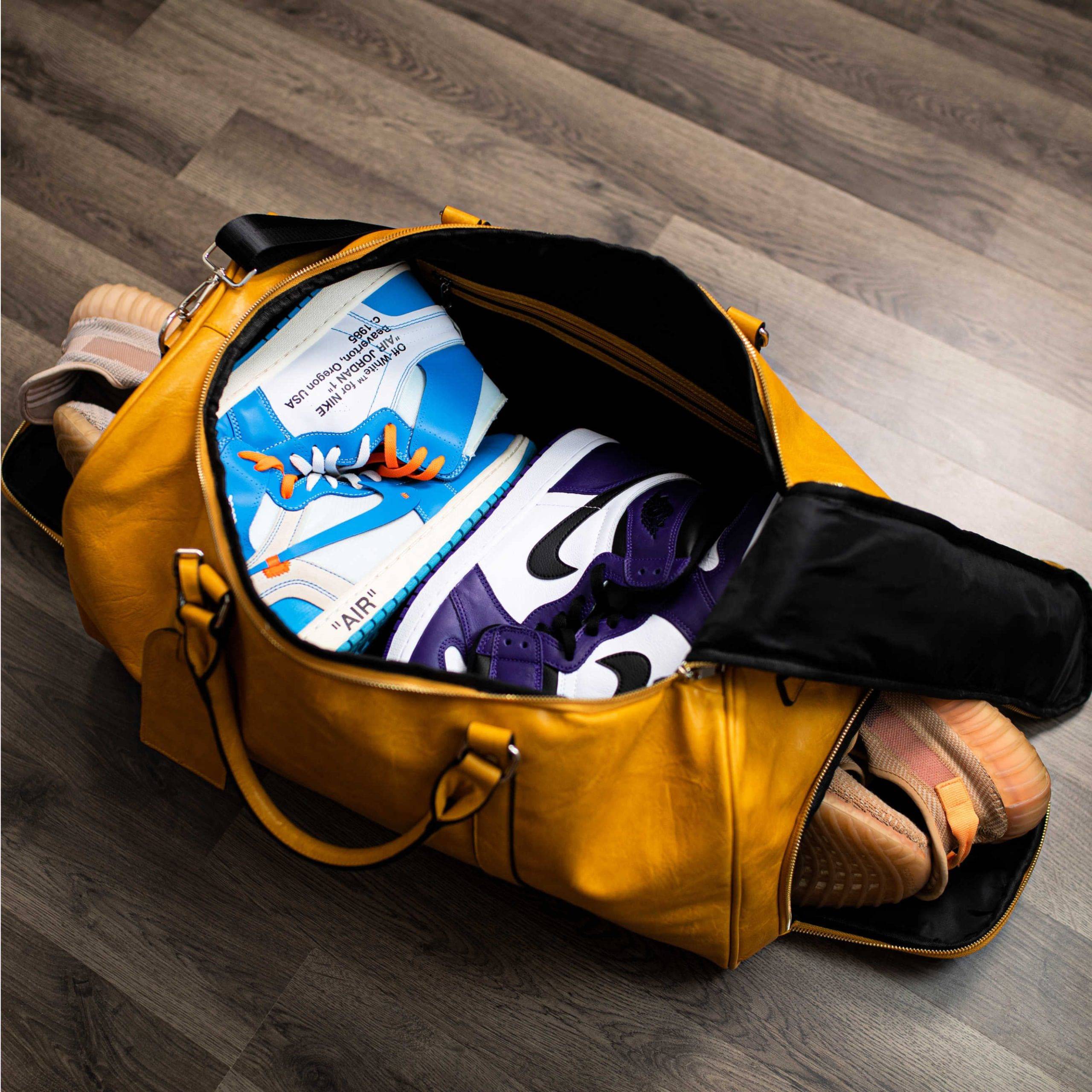 Yellow Duffle Bag Open