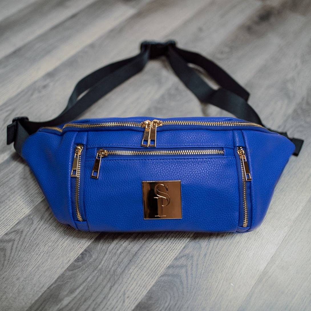 Royal Blue Leather Cross Body Waist Bag