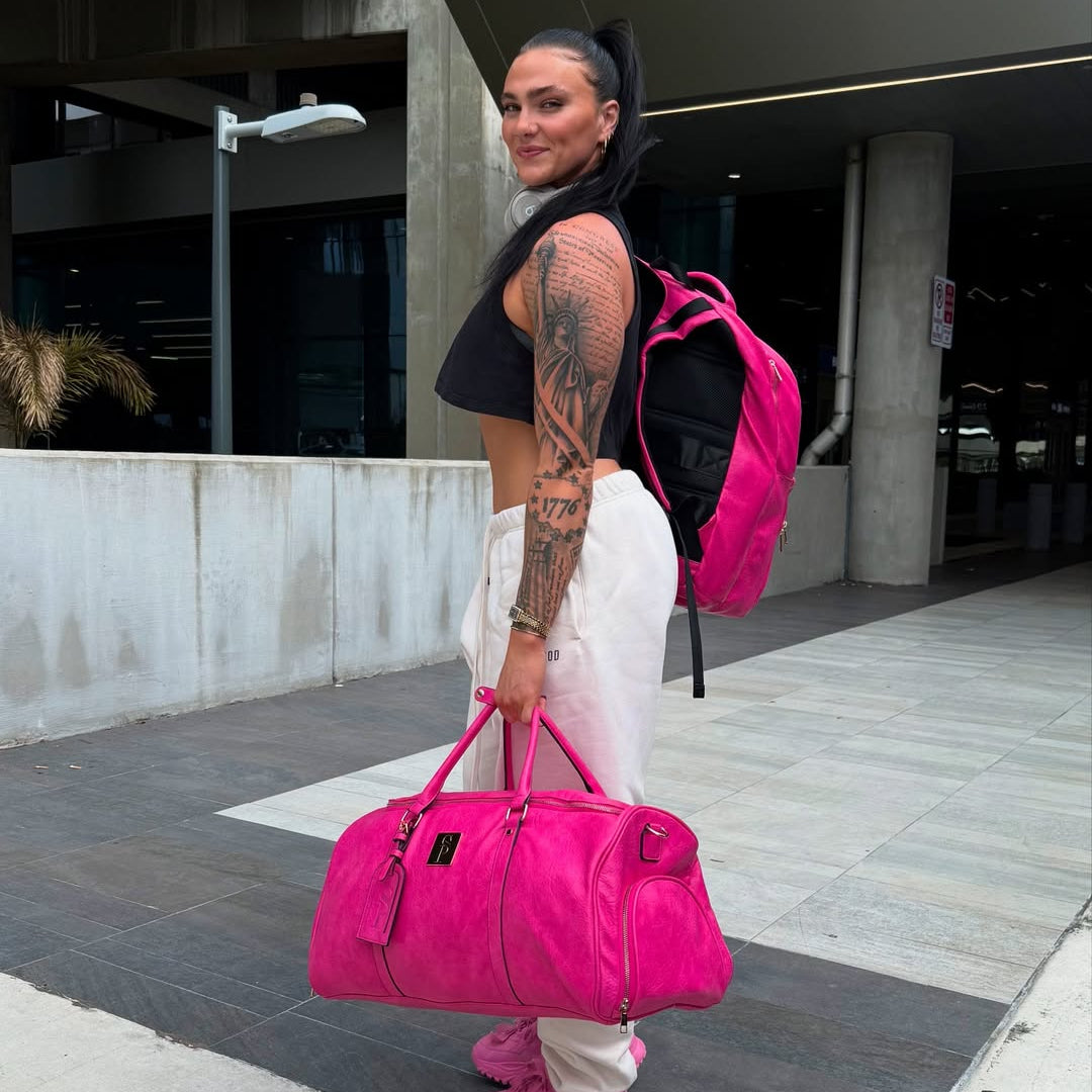 Pink Luciano Leather Weekender Duffle (FLASH SALE) - Sole Premise