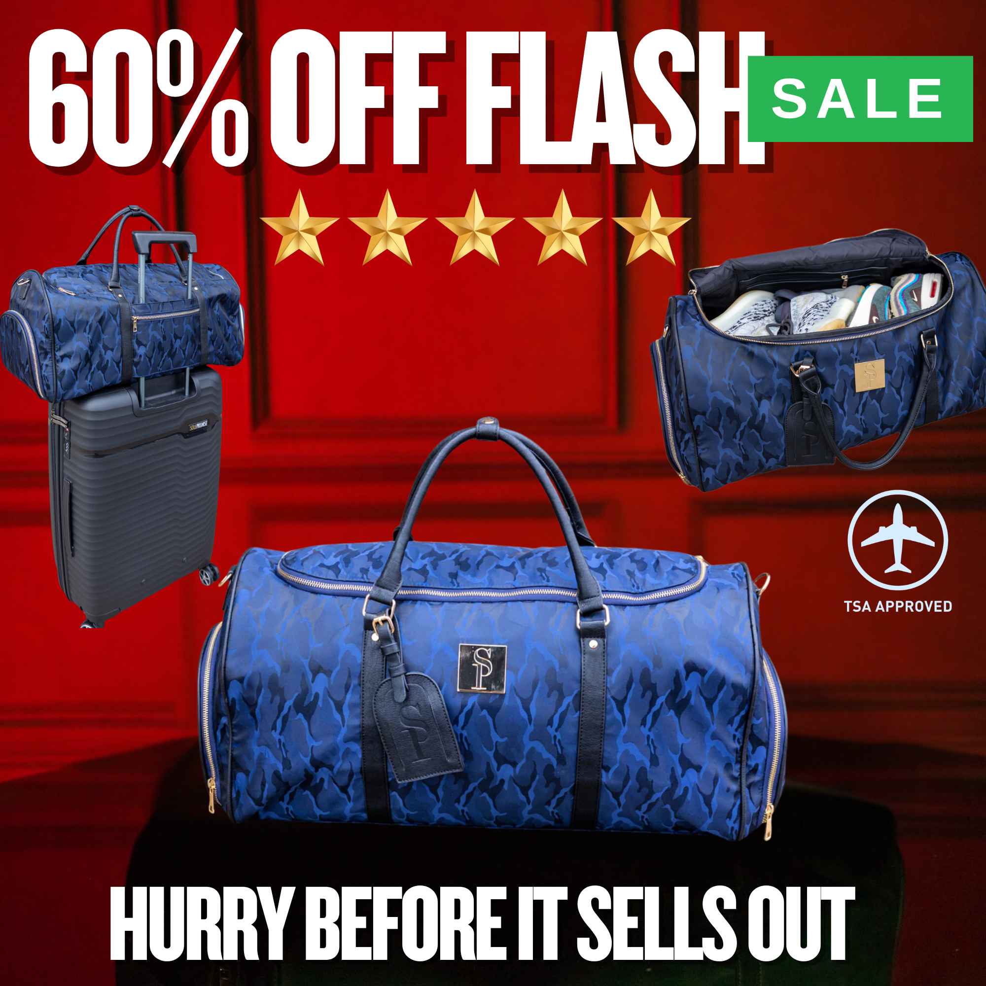 Blue Camo Weekender Duffle Bag (FLASH SALE) - Sole Premise