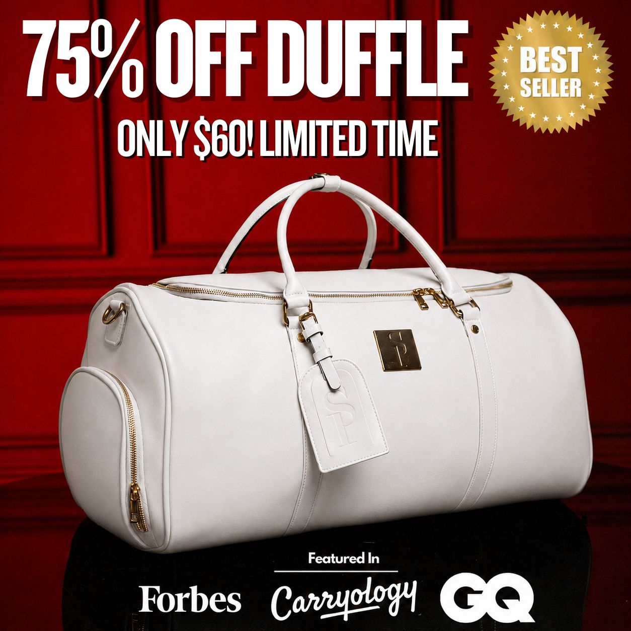 White Leather Duffle (FLASH SALE)
