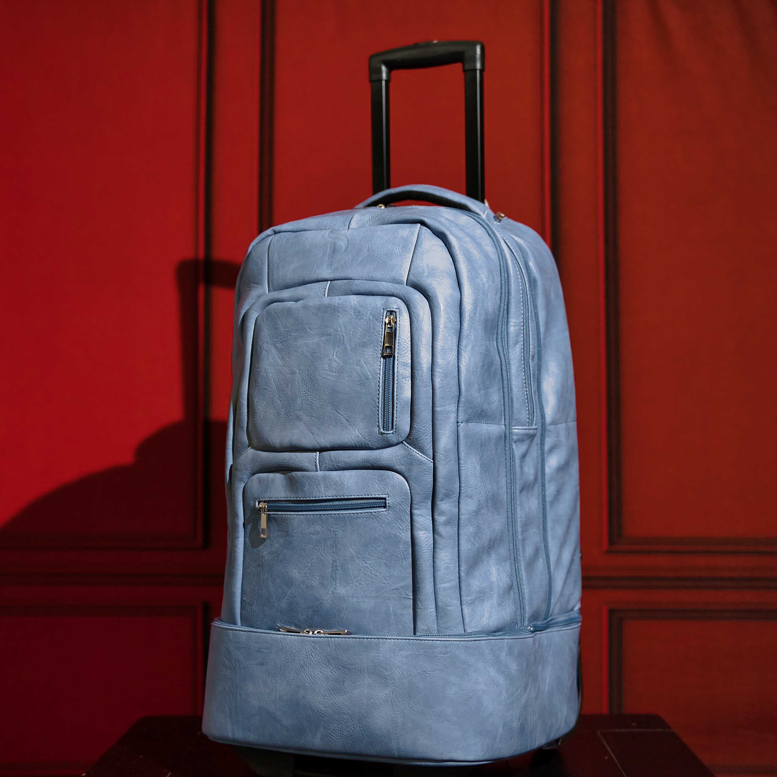 Baby Blue Tumbled Leather Roller Bag (Only 200 Made) - Sole Premise