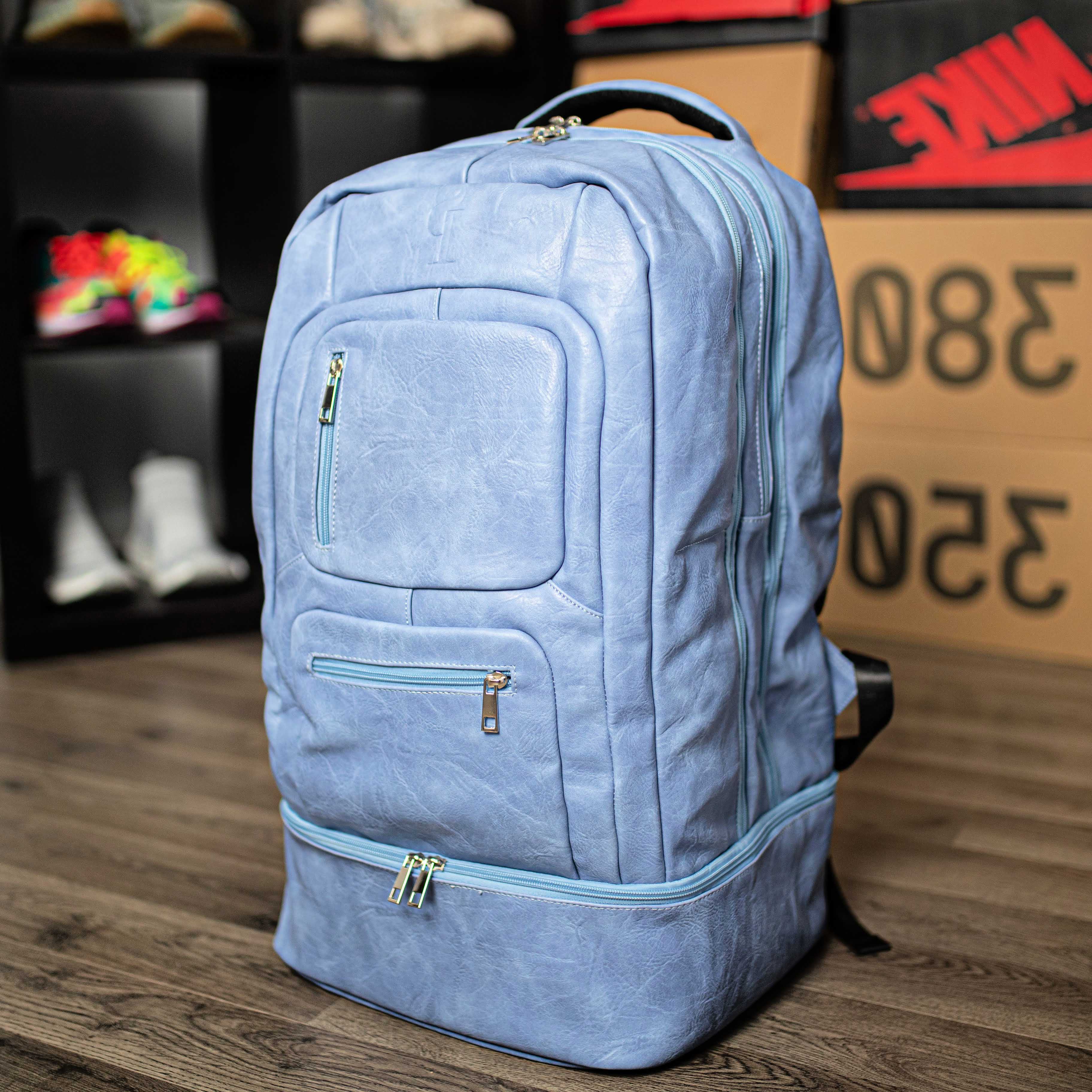 Baby Blue Luciano Leather Duffle Bag