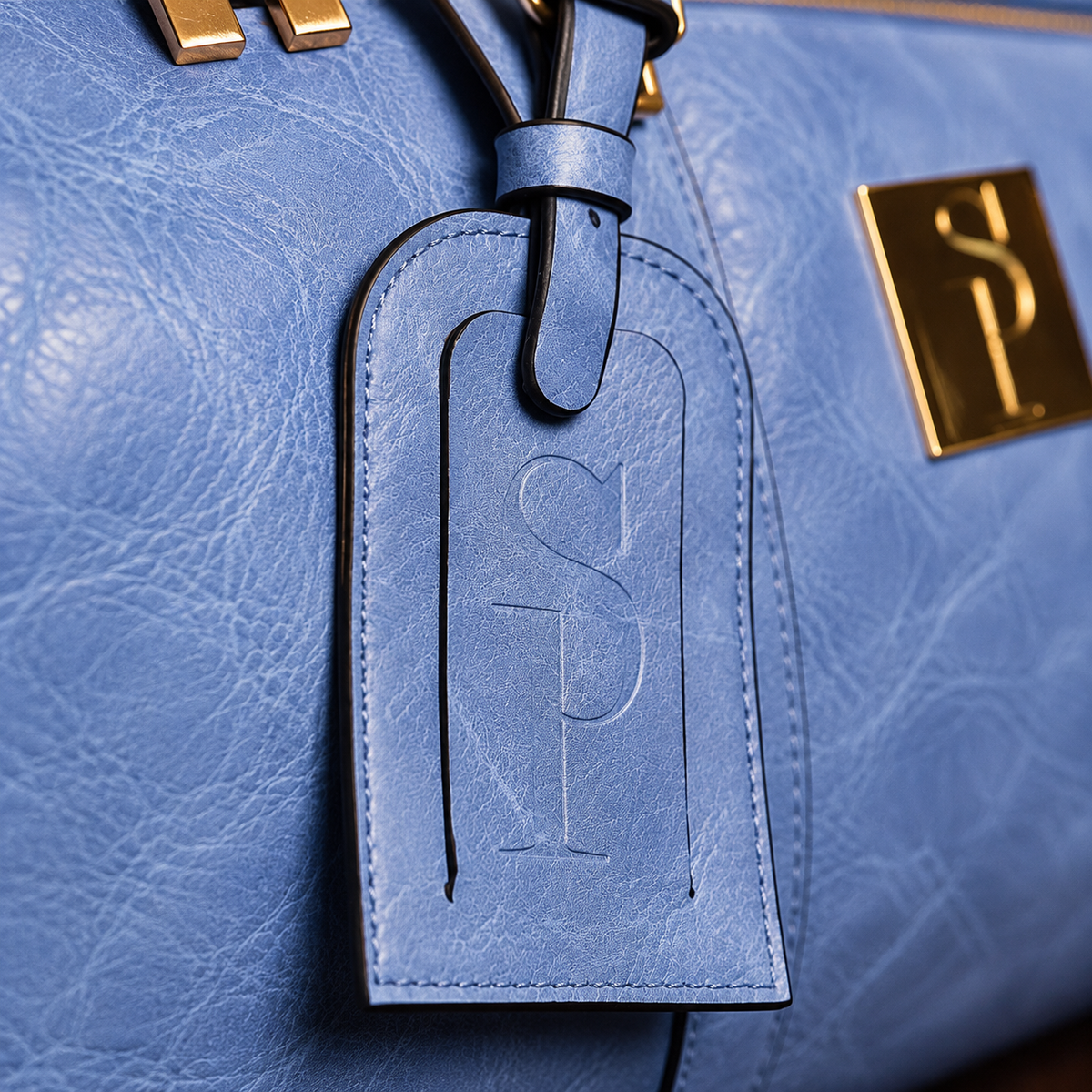 Baby Blue Leather Duffle Bag - Sole Premise