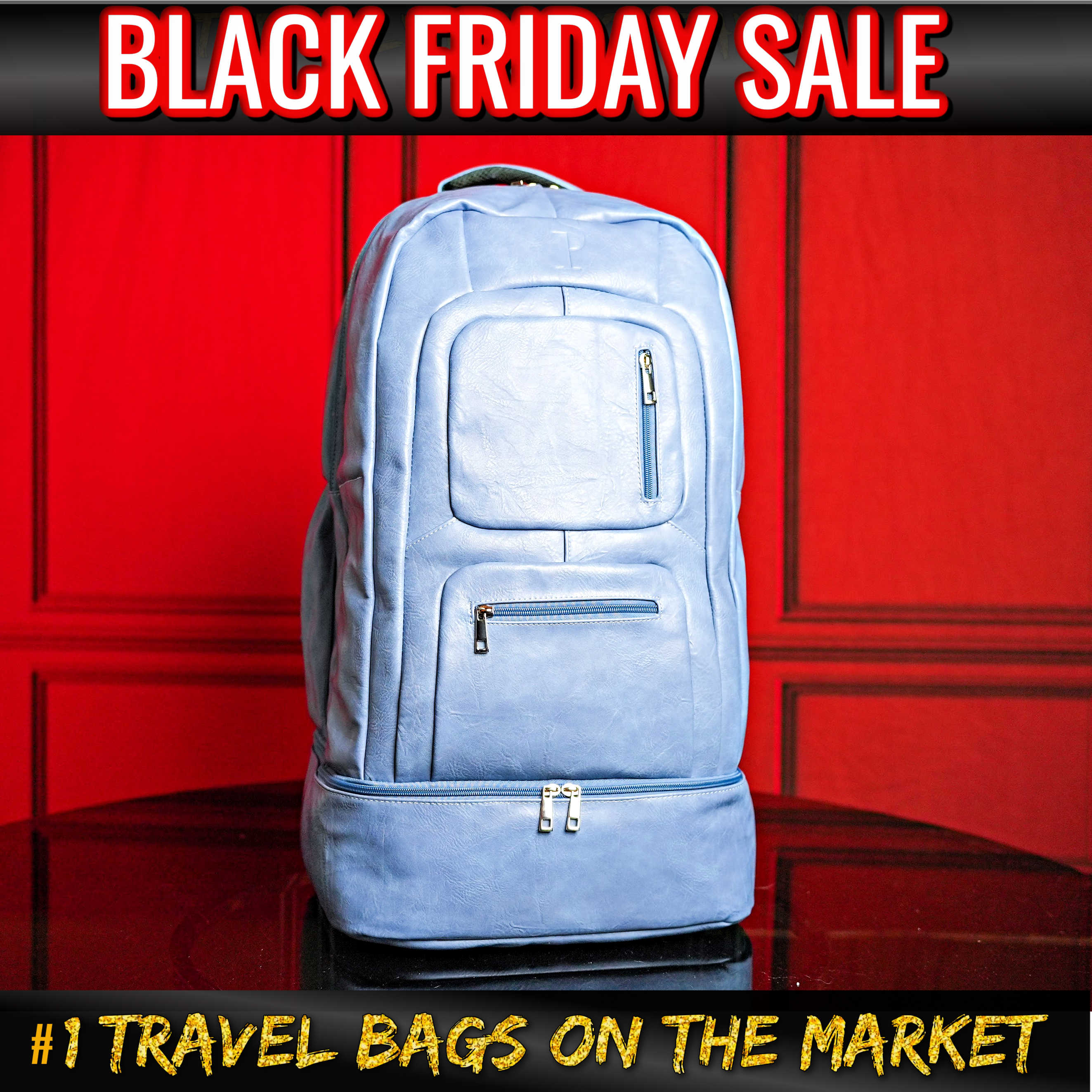 Baby Blue Leather Luxury Carry-On (BLACK FRIDAY SALE)