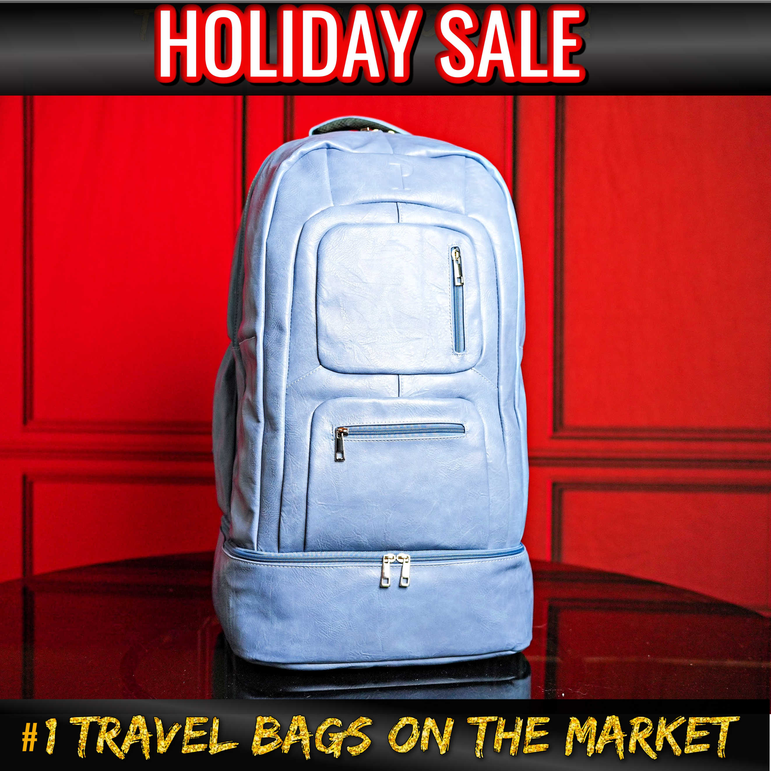 Baby Blue Leather Luxury Carry-On (HOLIDAY SALE)