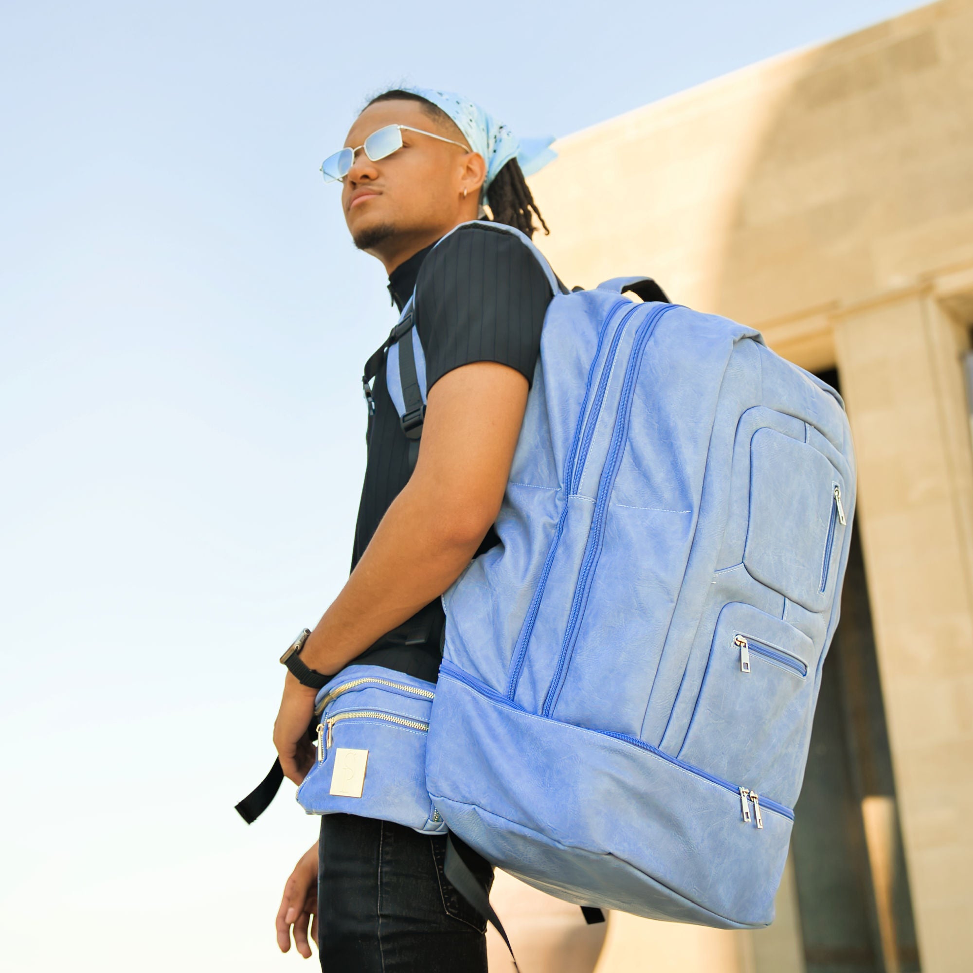 Baby Blue Leather Patented Carry-On Backpack (Only 300 Made)