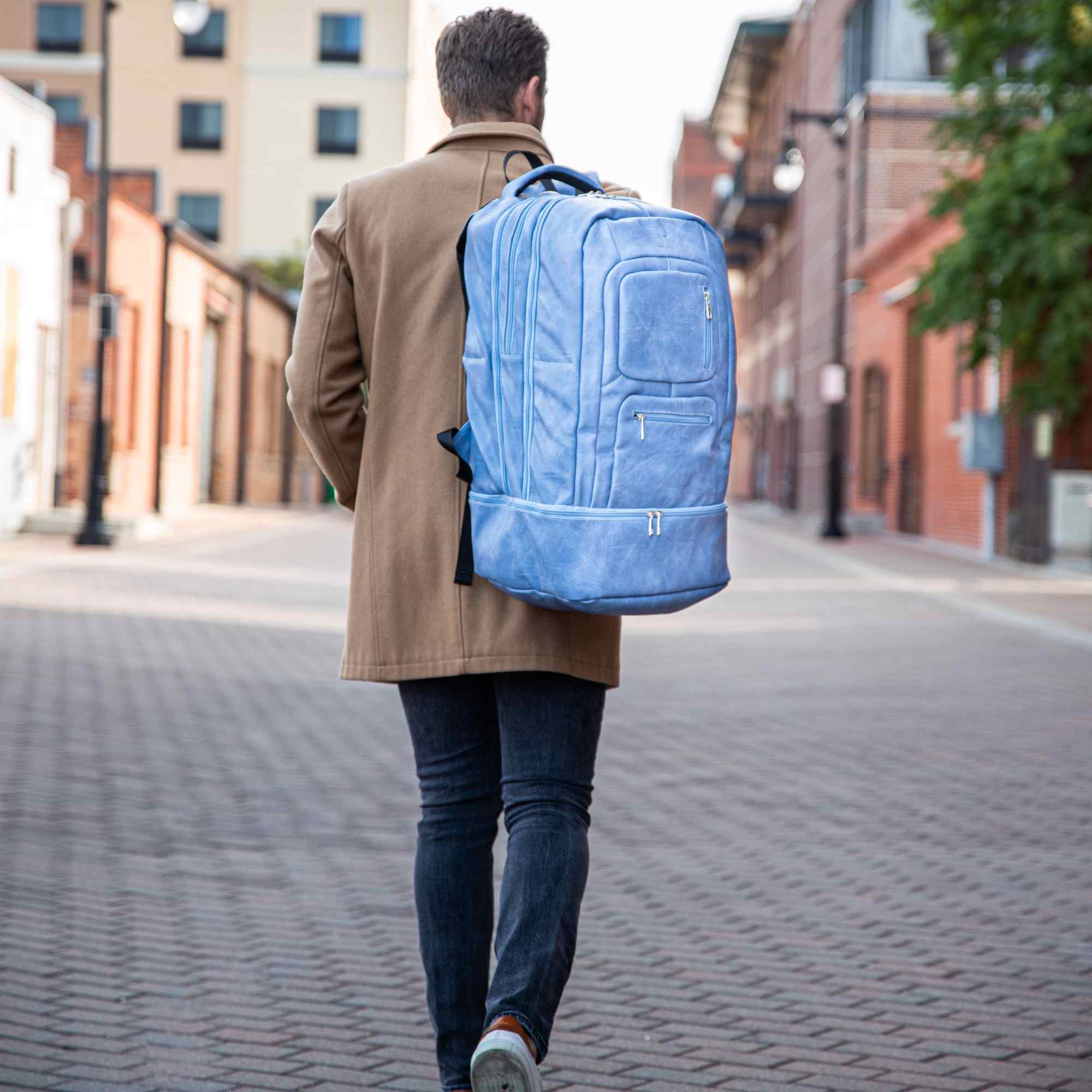 Baby Blue Leather Patented Carry-On Backpack (Only 300 Made)